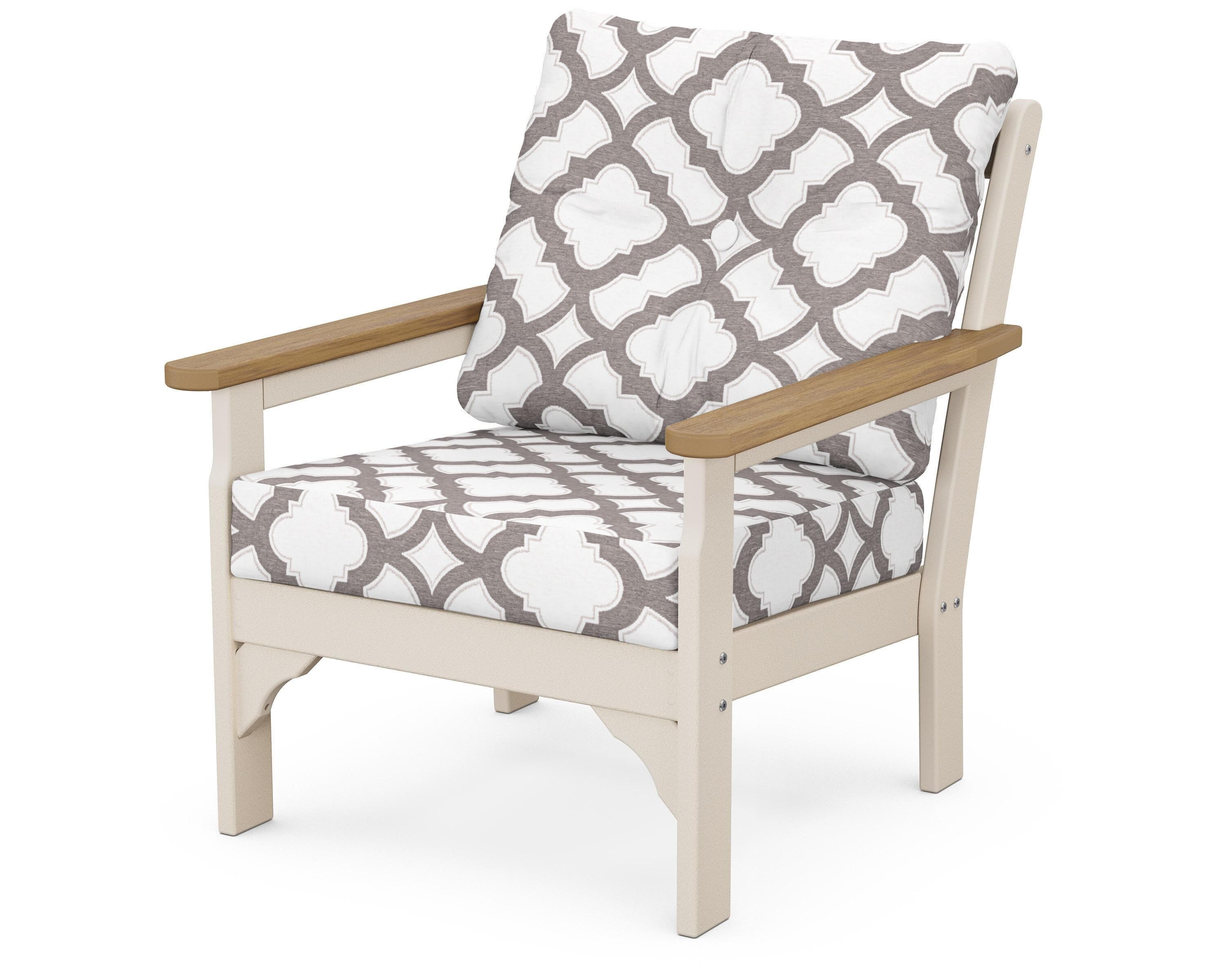 POLYWOOD® Vineyard Deep Seating Chair in Sand / Natural / Trellis Grey Mist