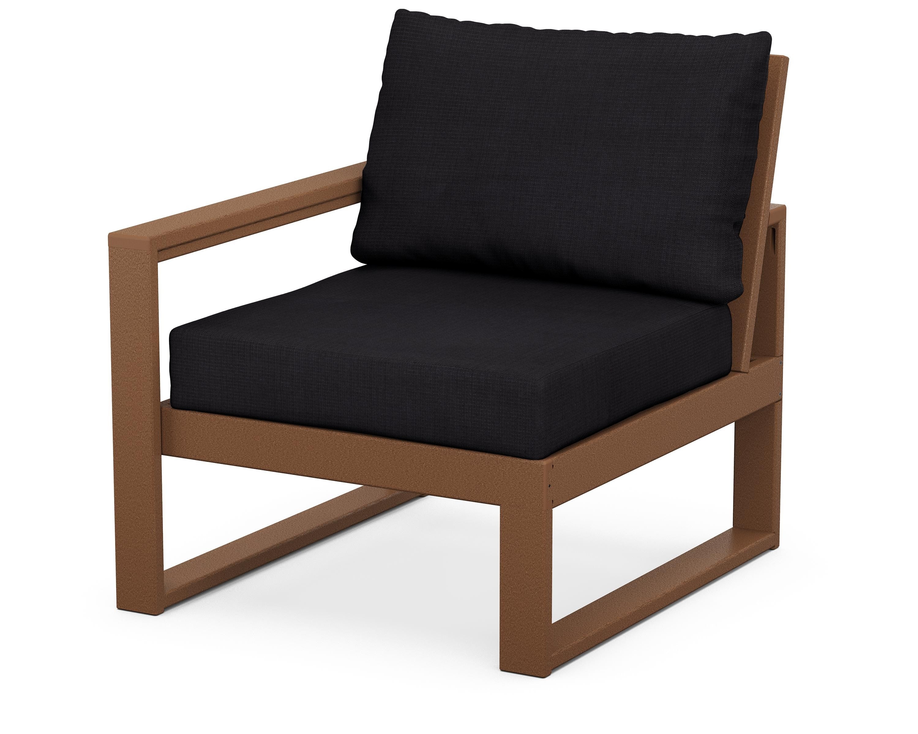 POLYWOOD® EDGE Modular Left Arm Chair in Teak / Midnight Linen