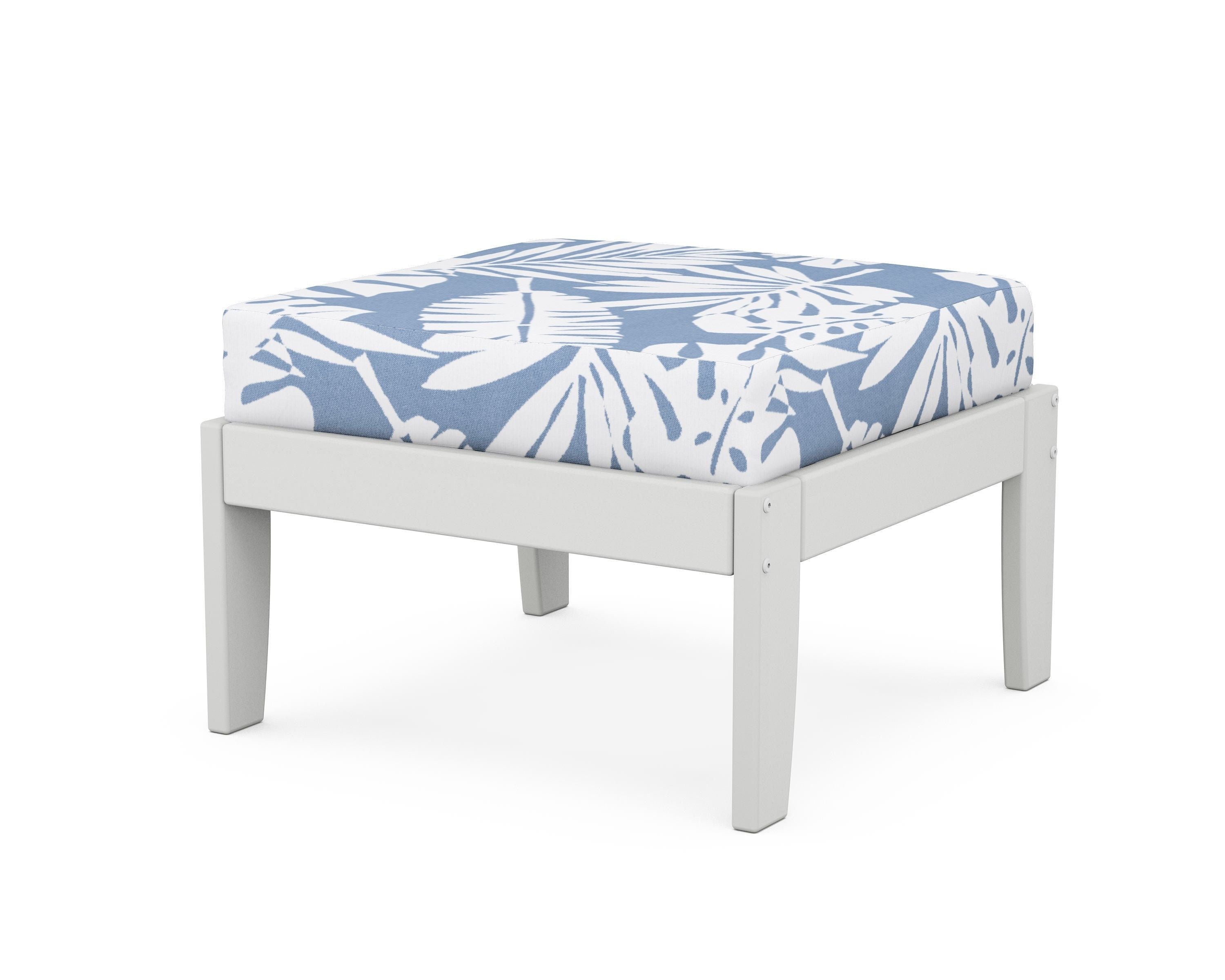 Unbranded Modular Ottoman - Classic in White / Leaf Sky Blue