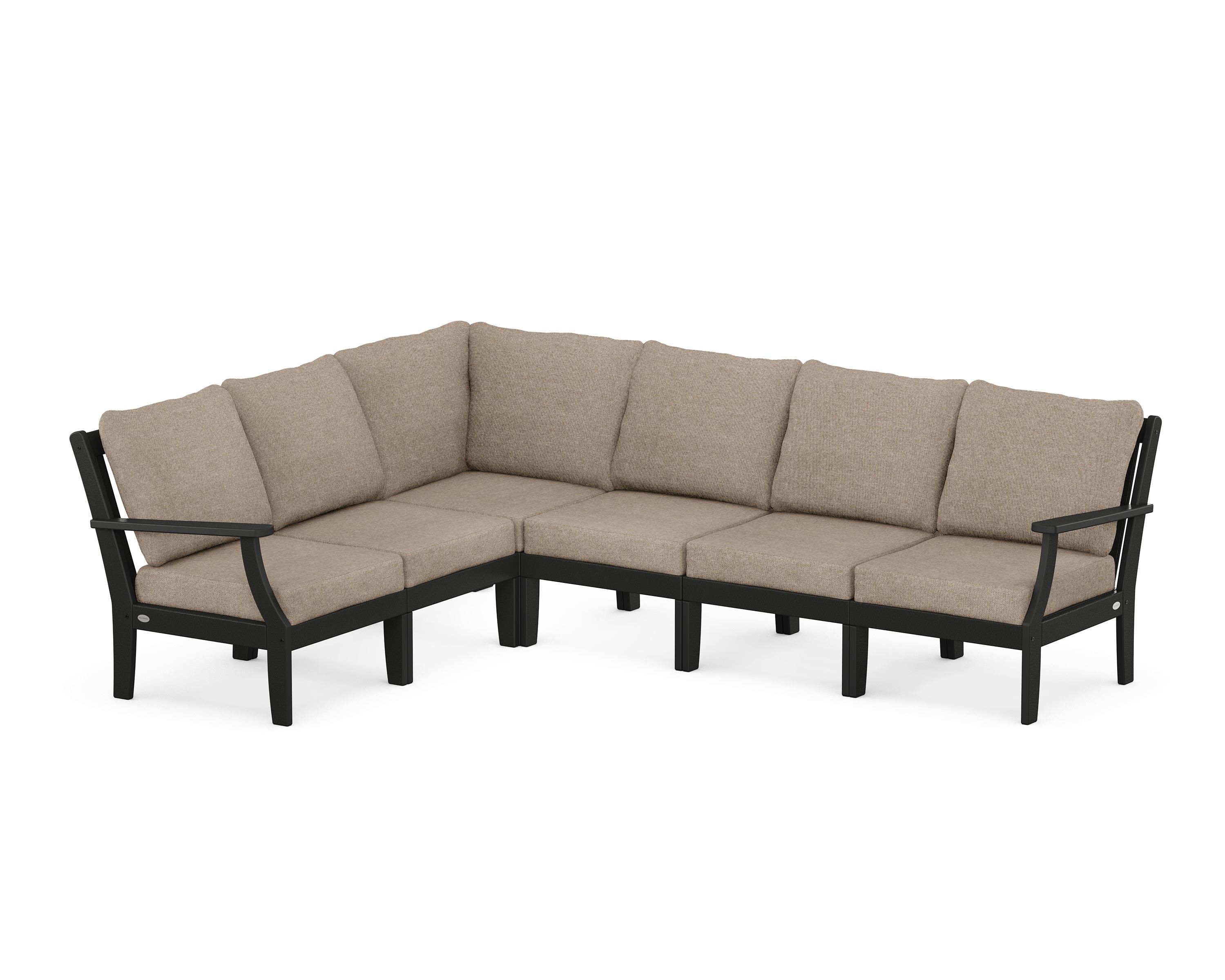 POLYWOOD® Braxton Modular 6-Piece Deep Seating Set in Black / Spiced Burlap