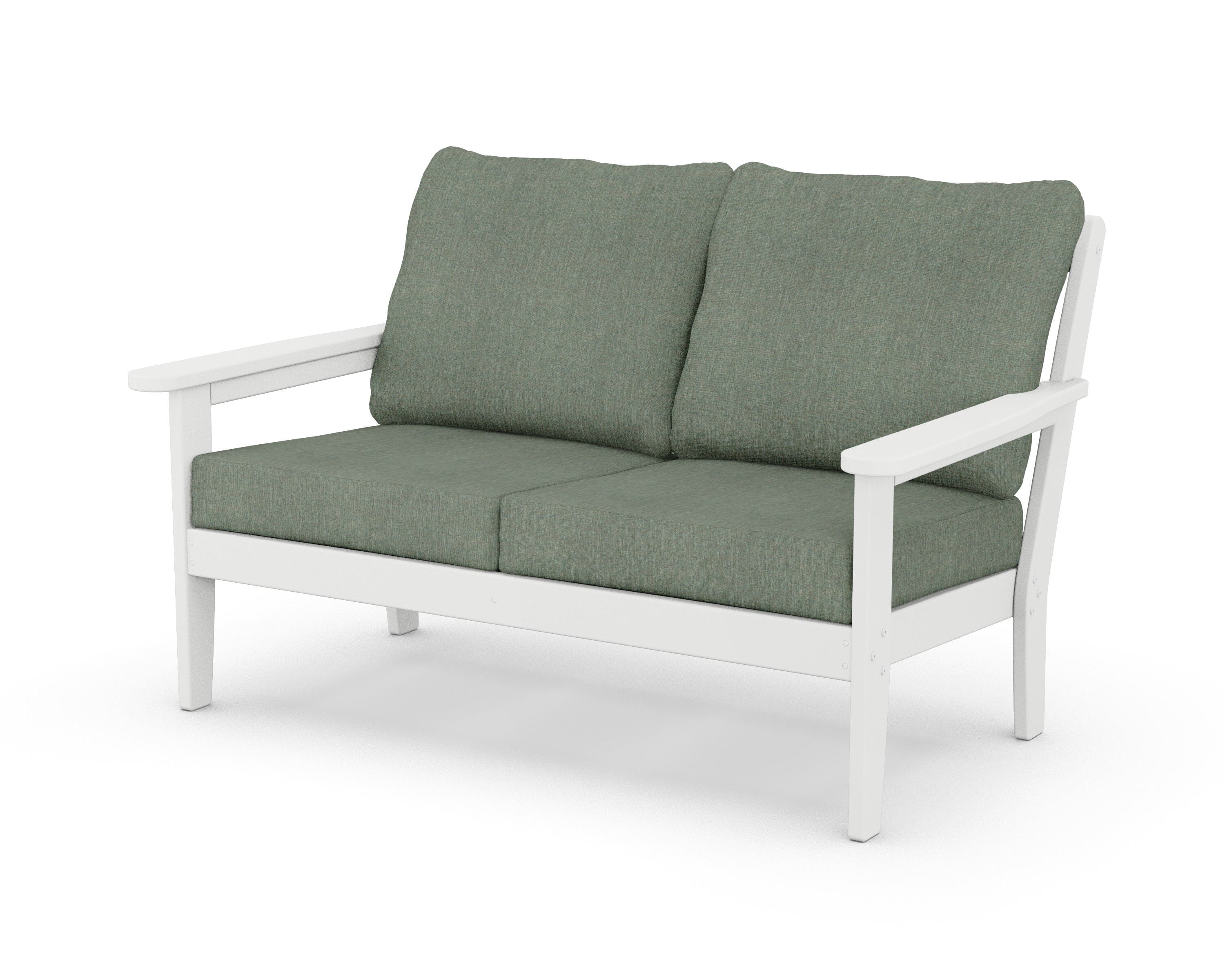 Country Living Cottage Deep Seating Loveseat in White / Cast Sage