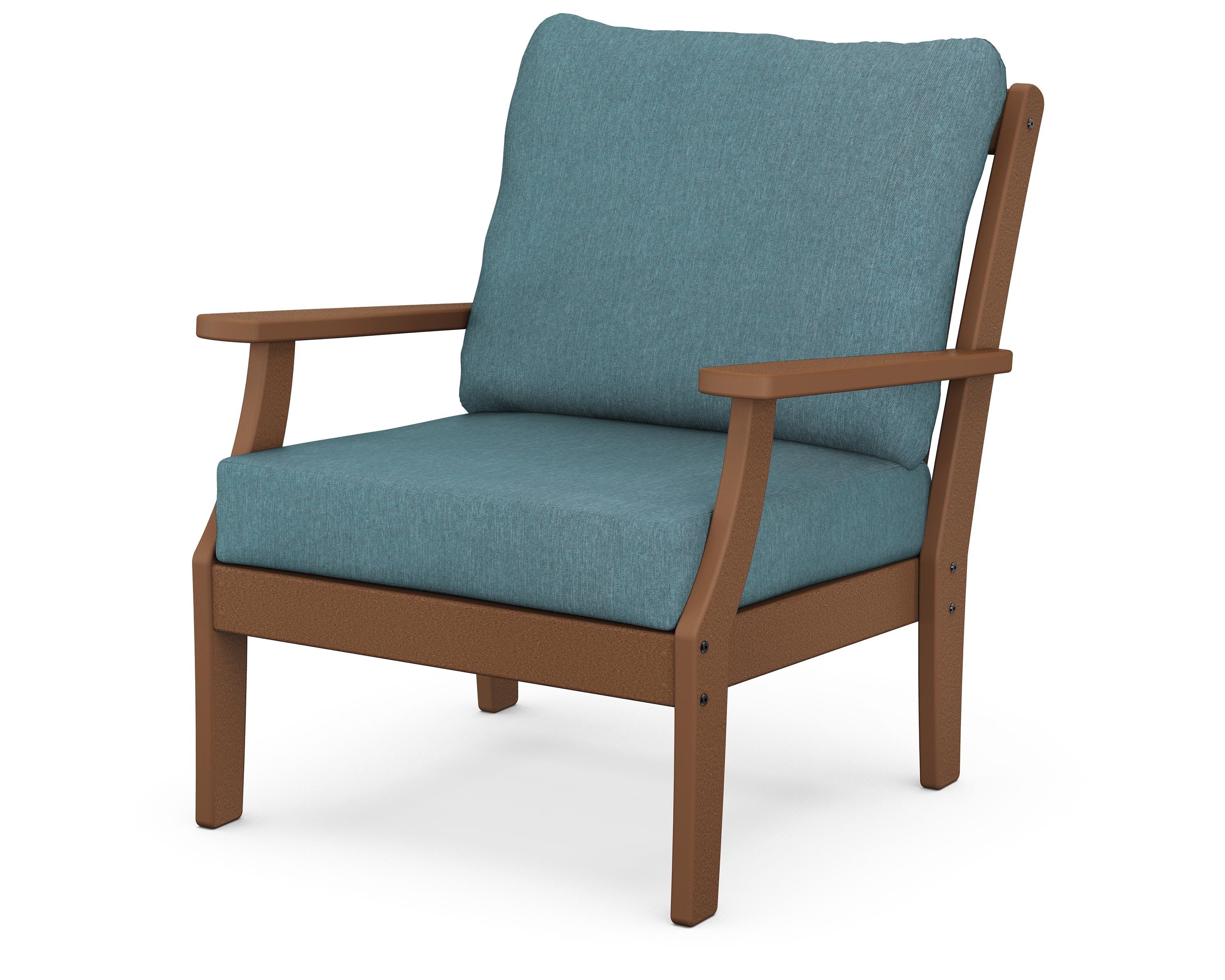 POLYWOOD® Braxton Deep Seating Chair in Teak / Ocean Teal