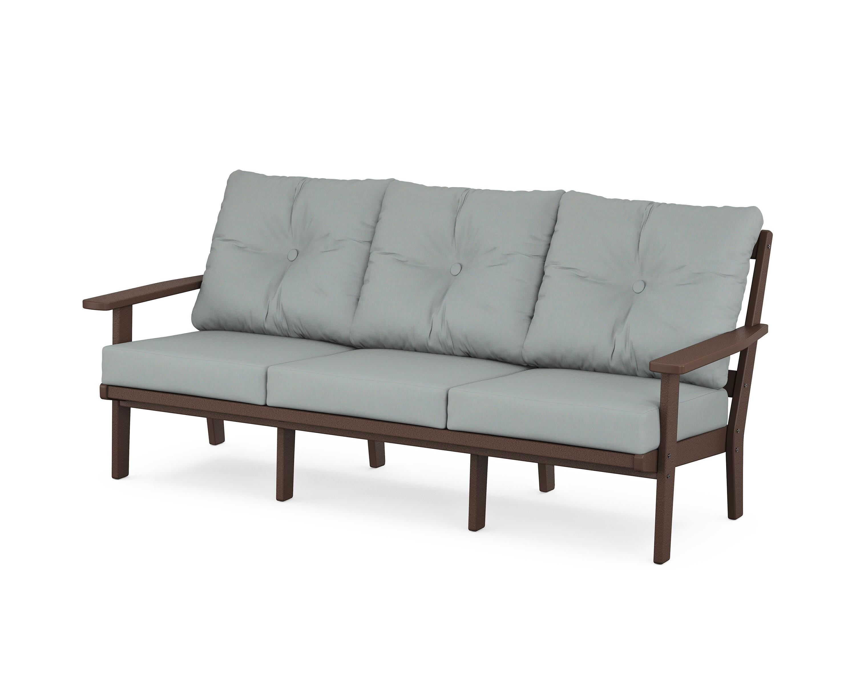 POLYWOOD® Oxford Deep Seating Sofa in Mahogany / Spa