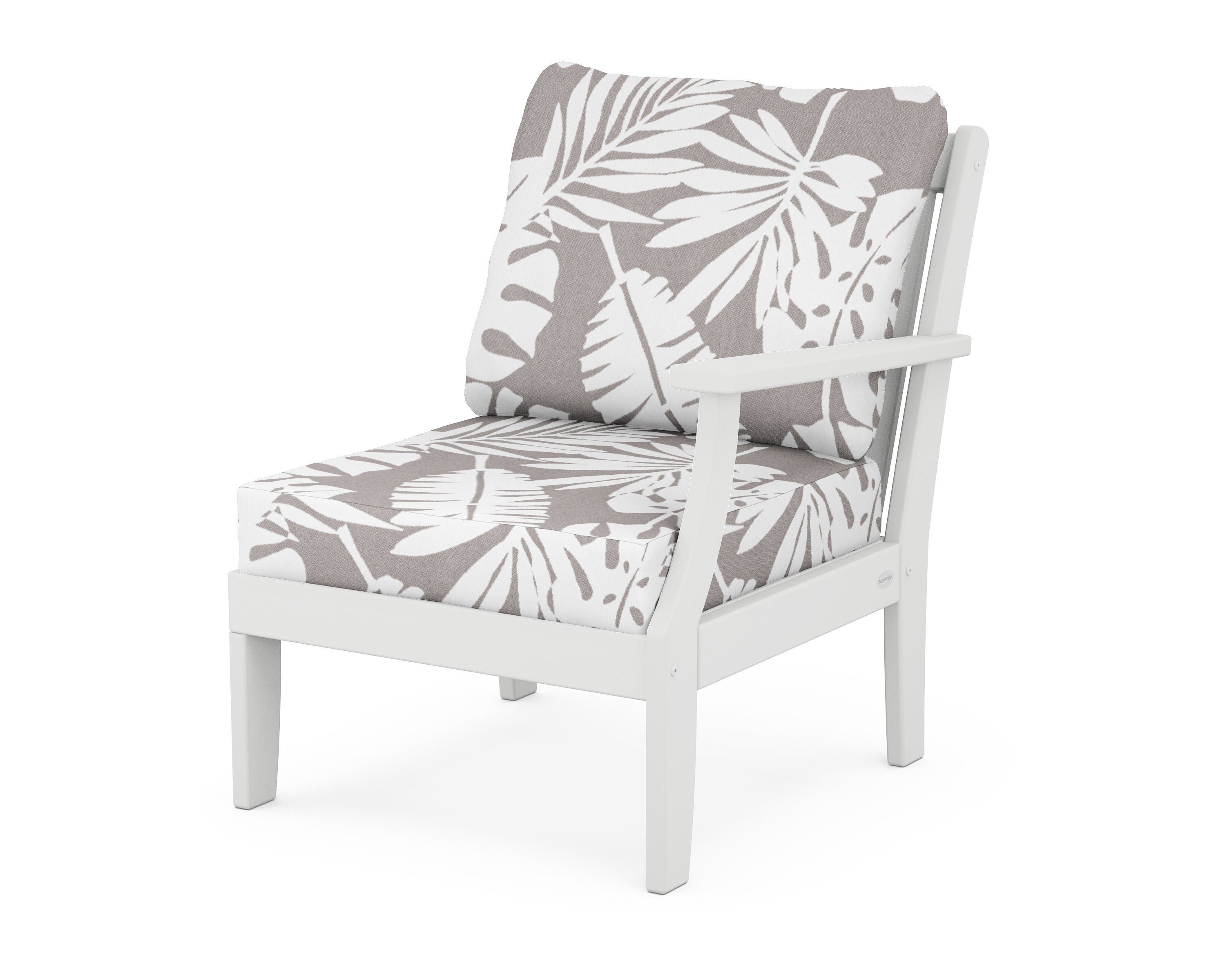 POLYWOOD® Braxton Modular Right Arm Chair in White / Leaf Grey Mist