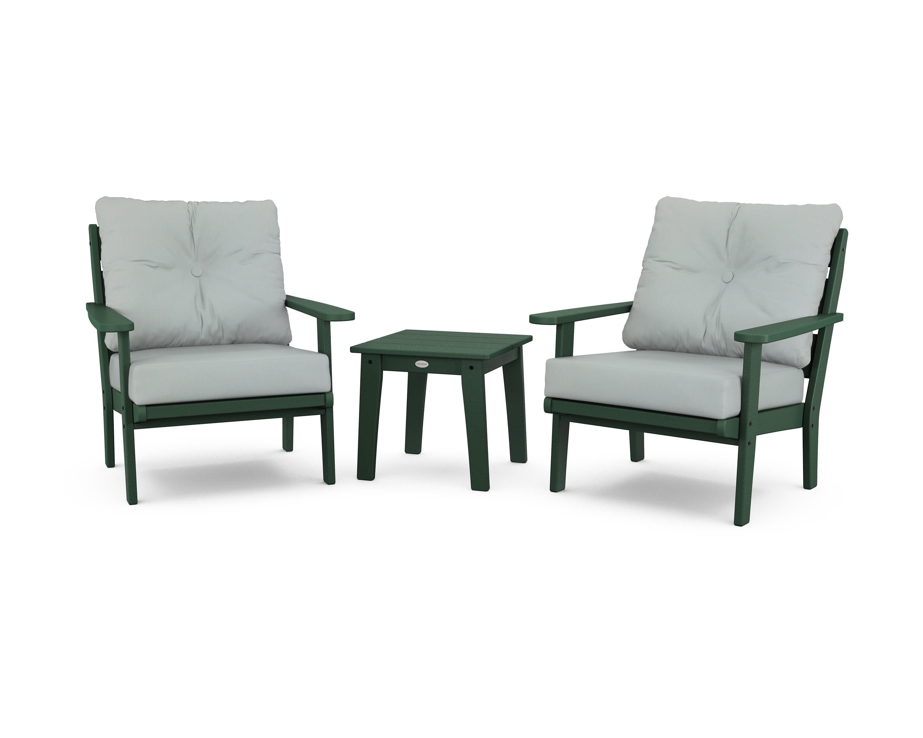 POLYWOOD® Lakeside 3-Piece Deep Seating Chair Set in Green / Spa