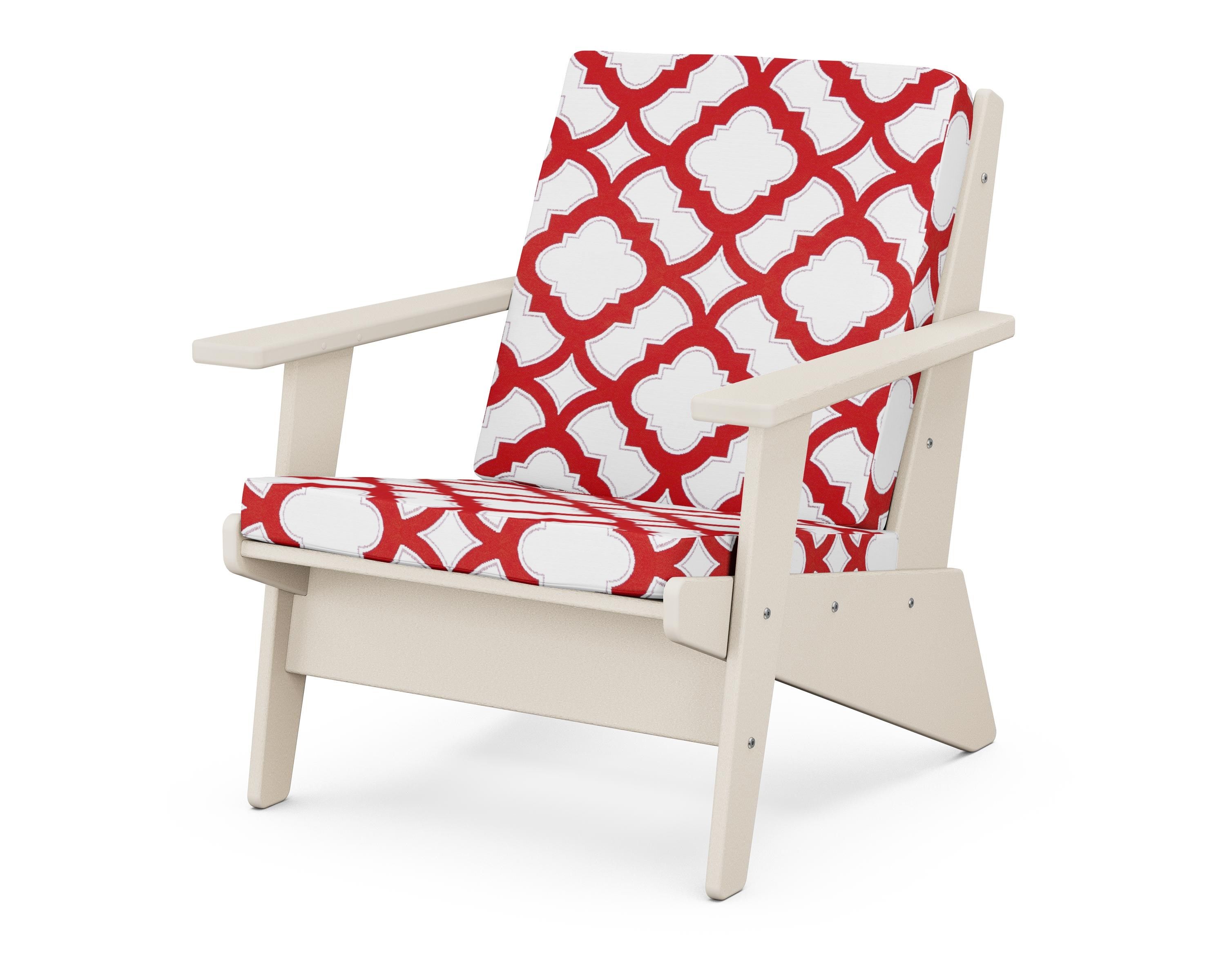 POLYWOOD® Riviera Modern Lounge Chair in Sand / Trellis Crimson