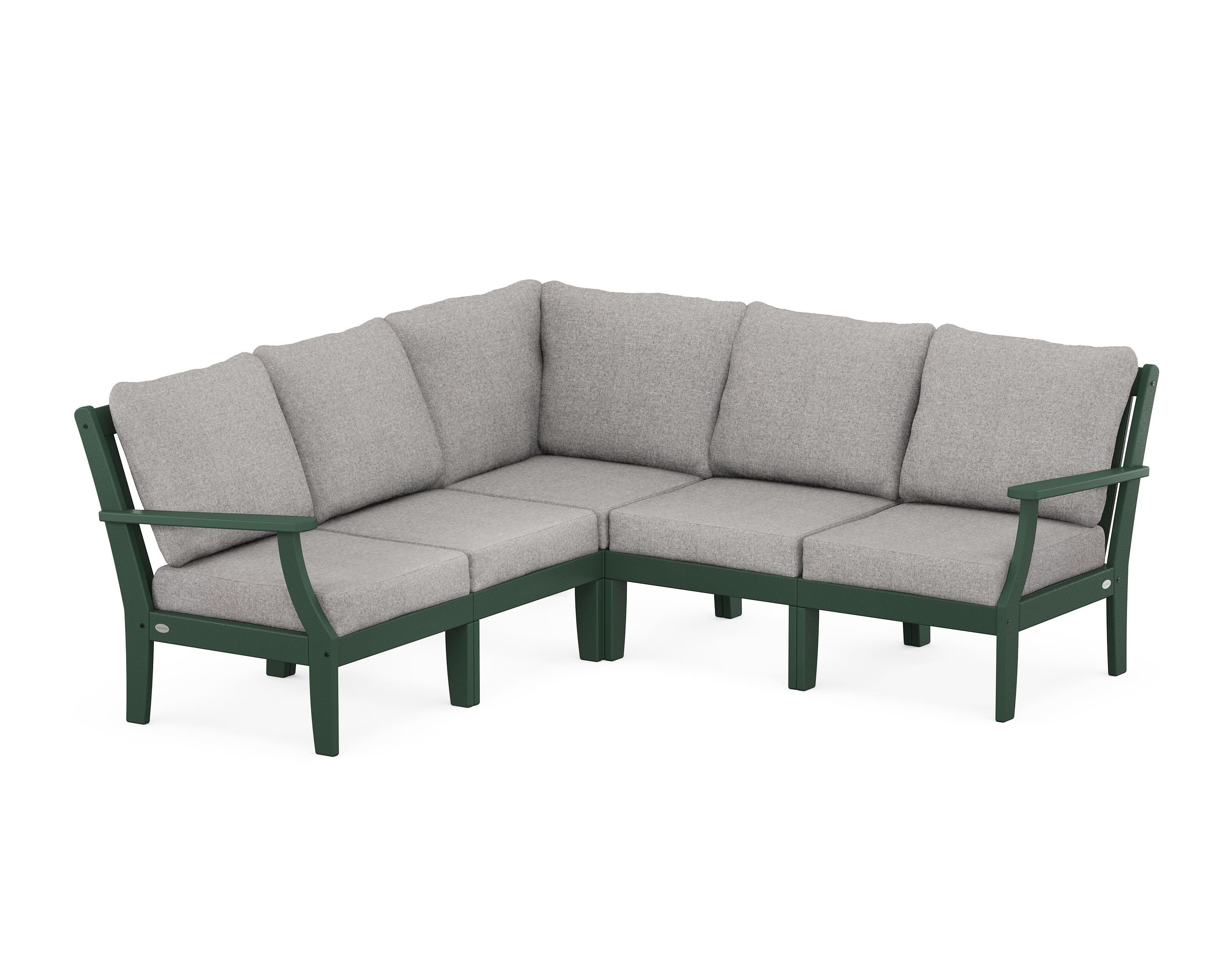 POLYWOOD® Braxton Modular 5-Piece Deep Seating Set in Green / Grey Mist