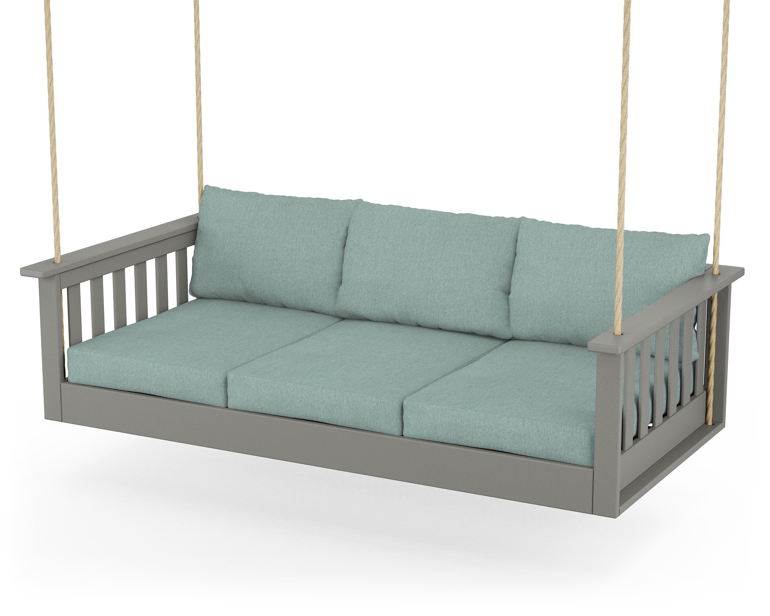 POLYWOOD® Vineyard Daybed Swing in Slate Grey / Glacier Spa