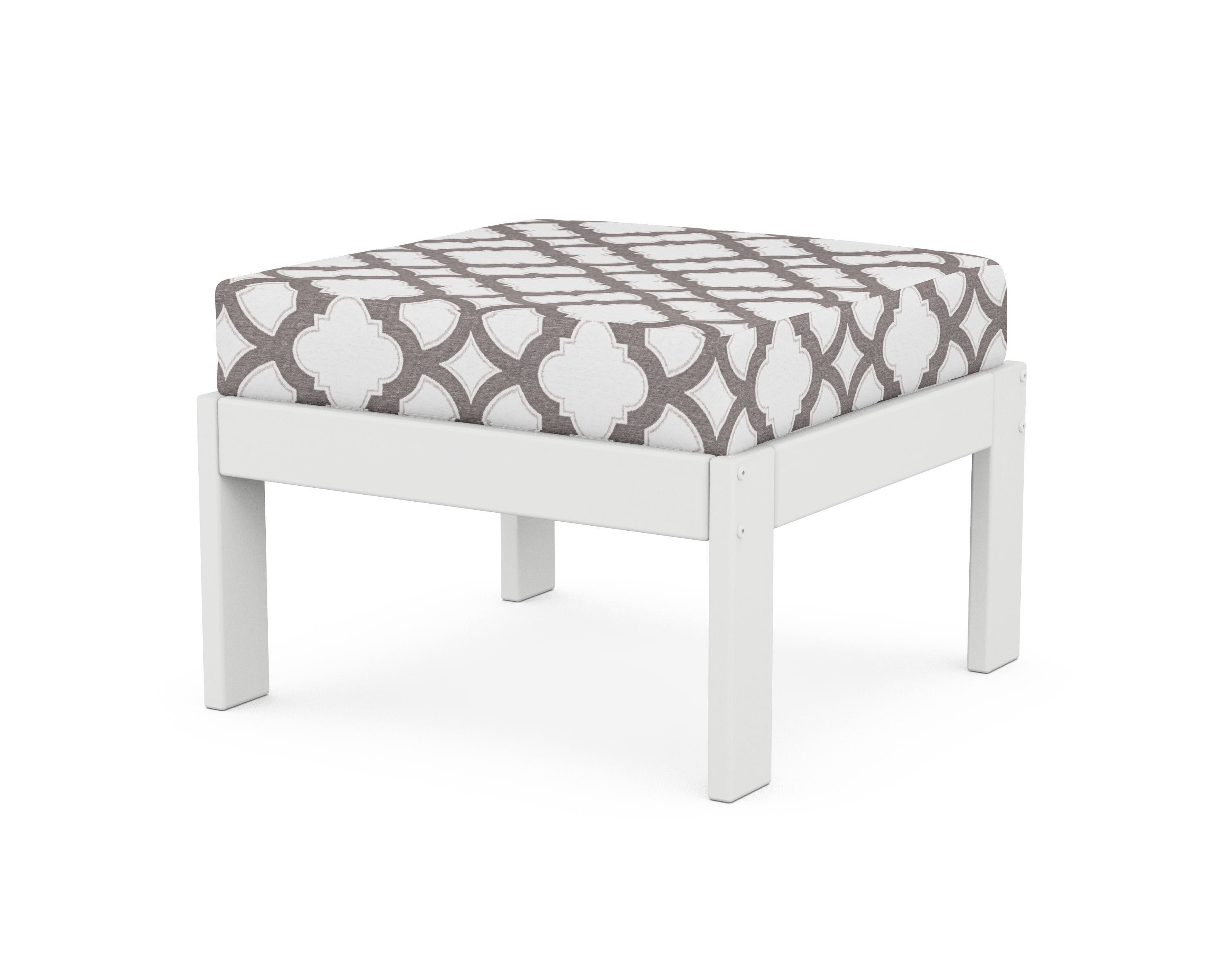 POLYWOOD® Vineyard Modular Ottoman in White / Trellis Grey Mist