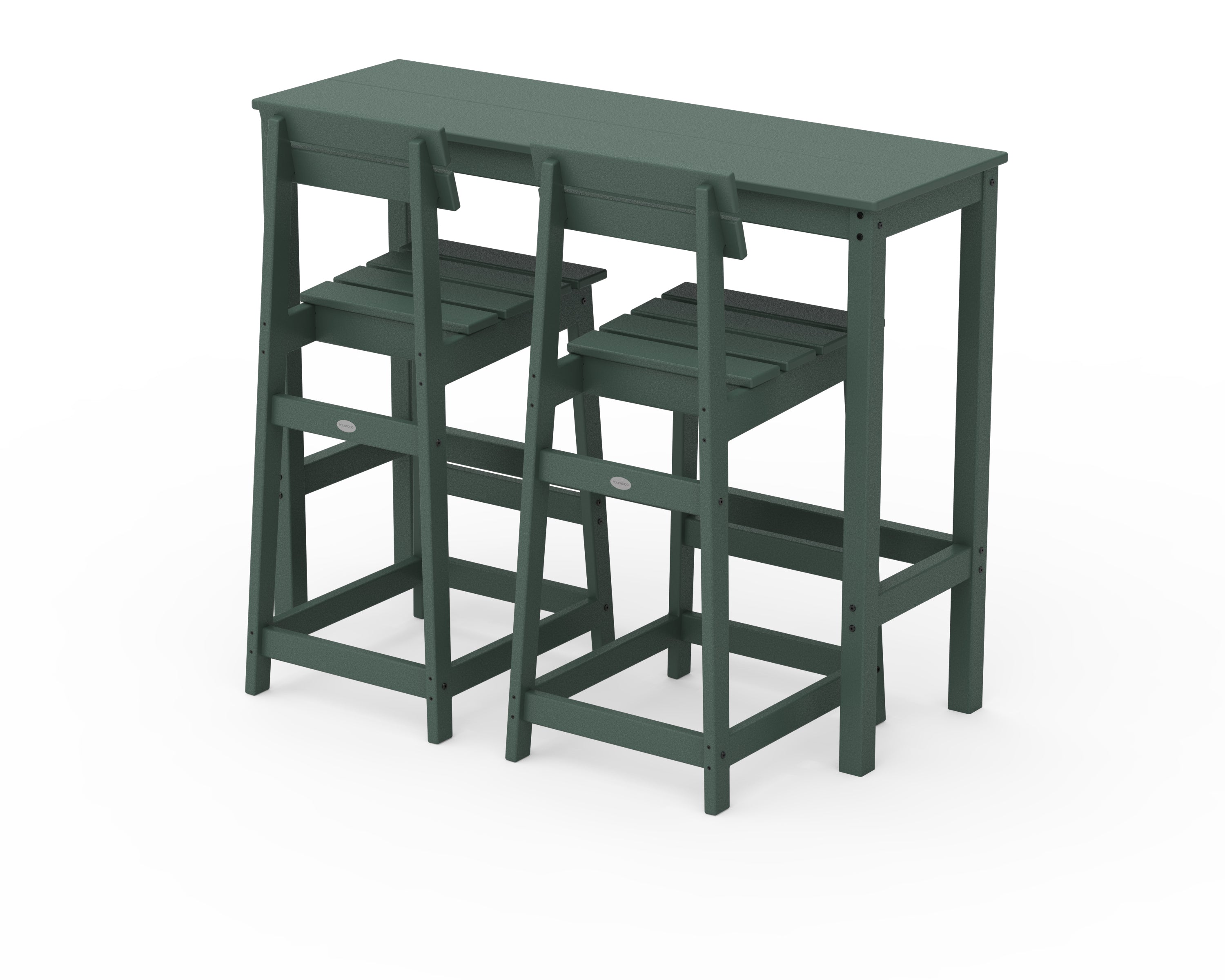 POLYWOOD® Modern Studio Plaza Bar Chair 3-Piece Balcony Set in Green
