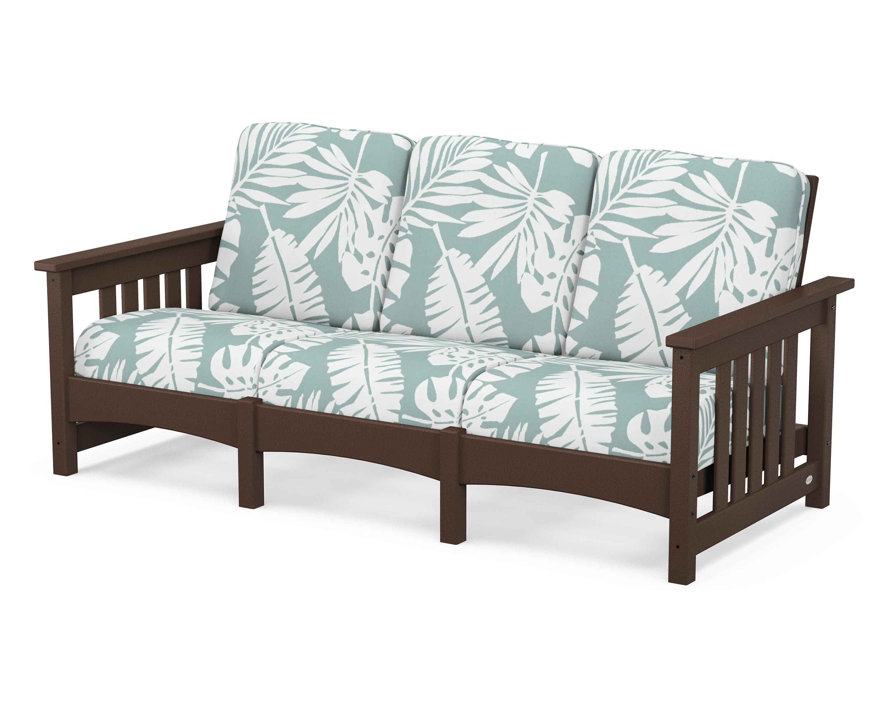 POLYWOOD® Club Mission Sofa in Mahogany / Leaf Glacier Spa