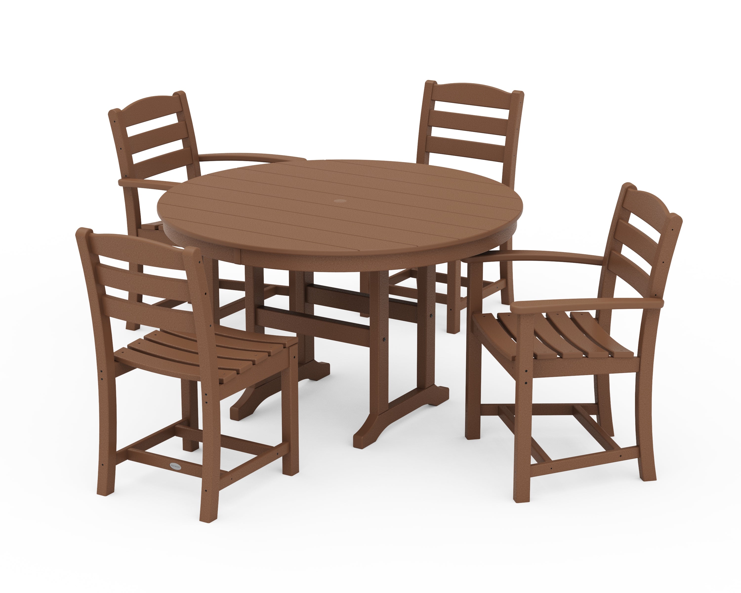 POLYWOOD® La Casa Café 5-Piece Round Farmhouse Dining Set in Teak