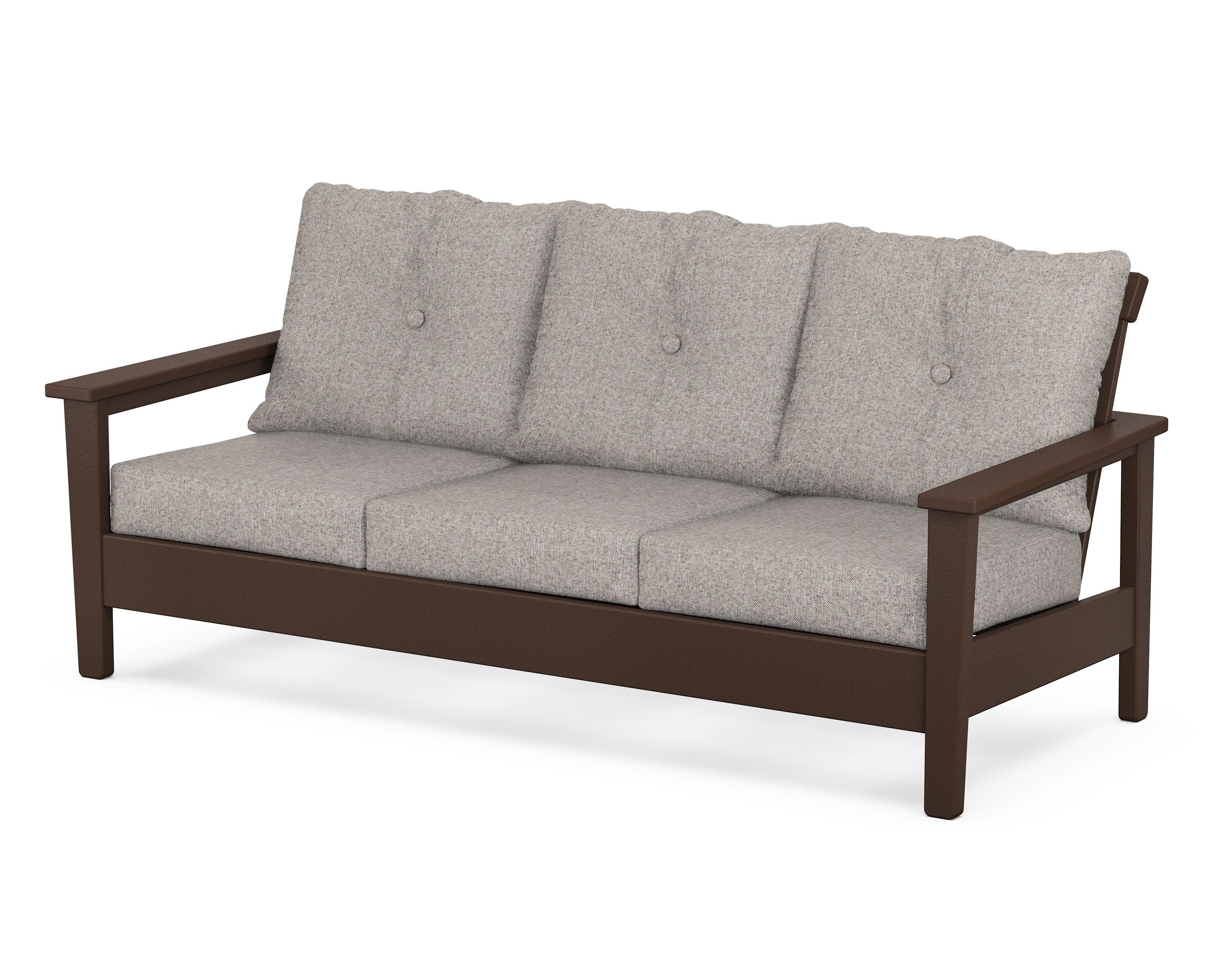 POLYWOOD® Prescott Deep Seating Sofa in Mahogany / Weathered Tweed