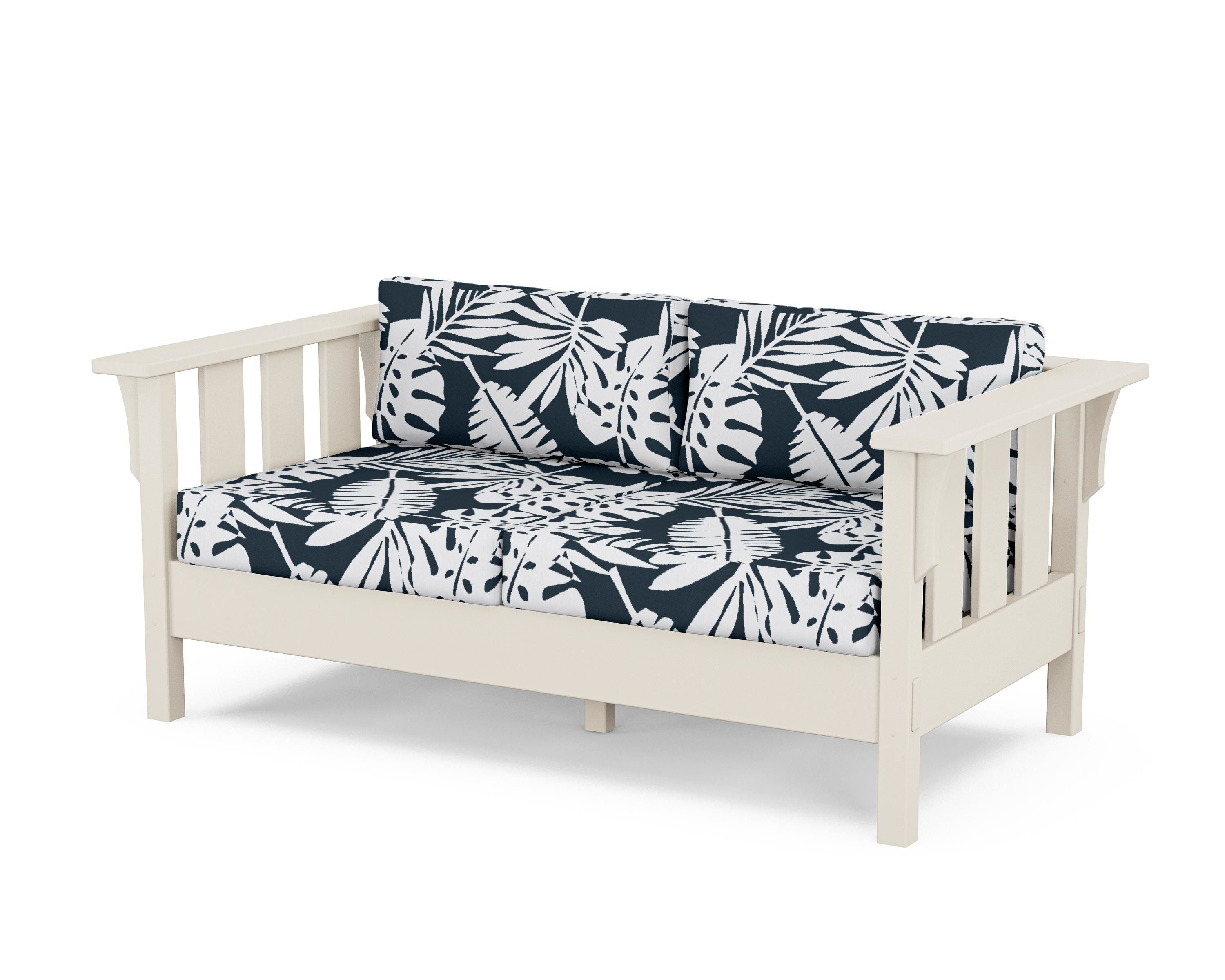 Martha Stewart by POLYWOOD® Acadia Deep Seating Loveseat in Sand / Leaf Marine Indigo