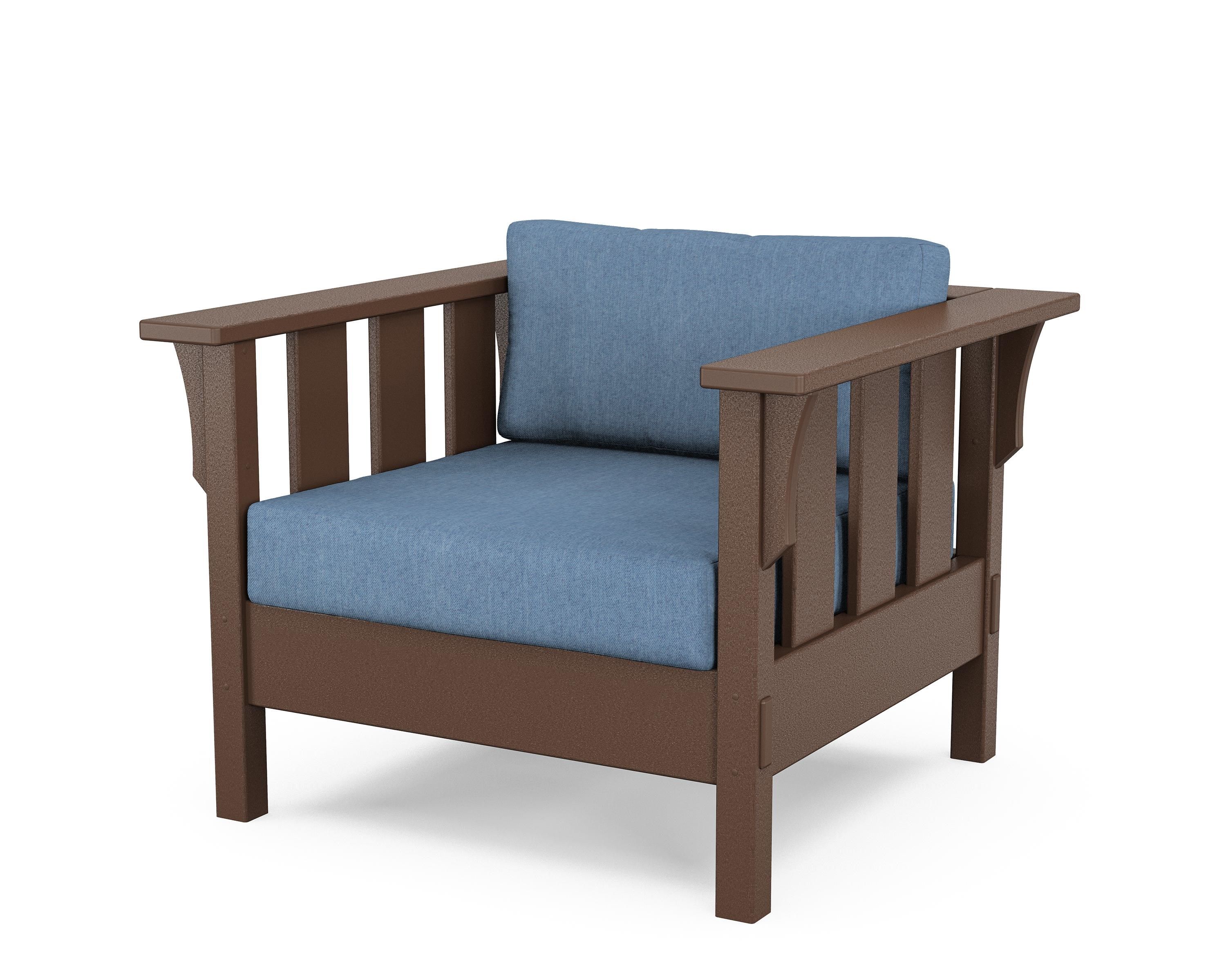 Martha Stewart by POLYWOOD® Acadia Deep Seating Chair in Mahogany / Sky Blue