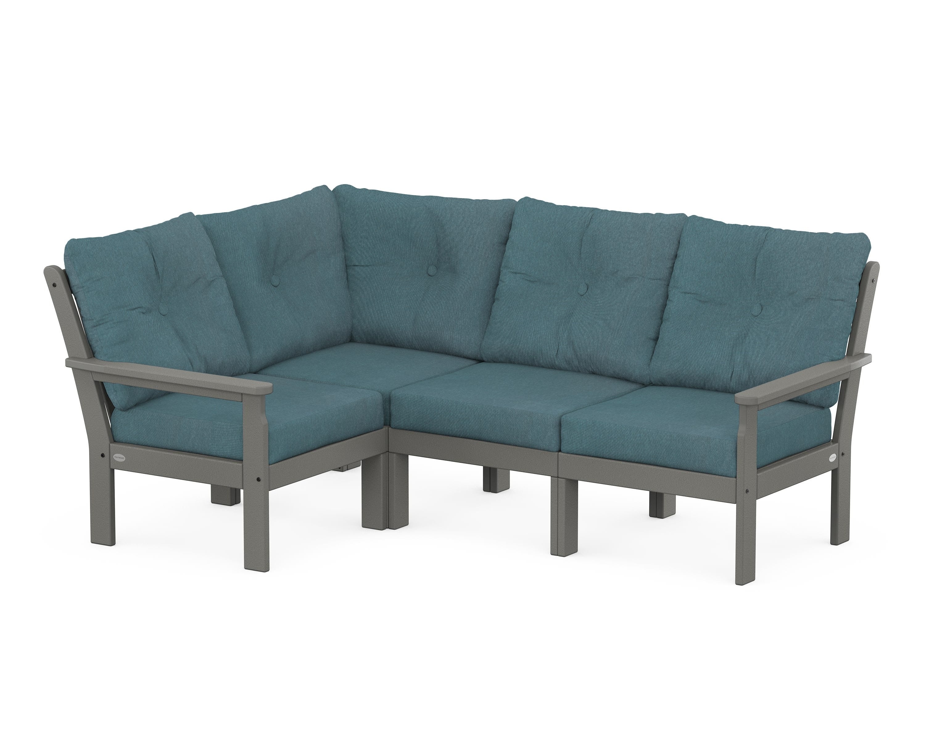 POLYWOOD® Vineyard 4-Piece Sectional in Slate Grey / Ocean Teal