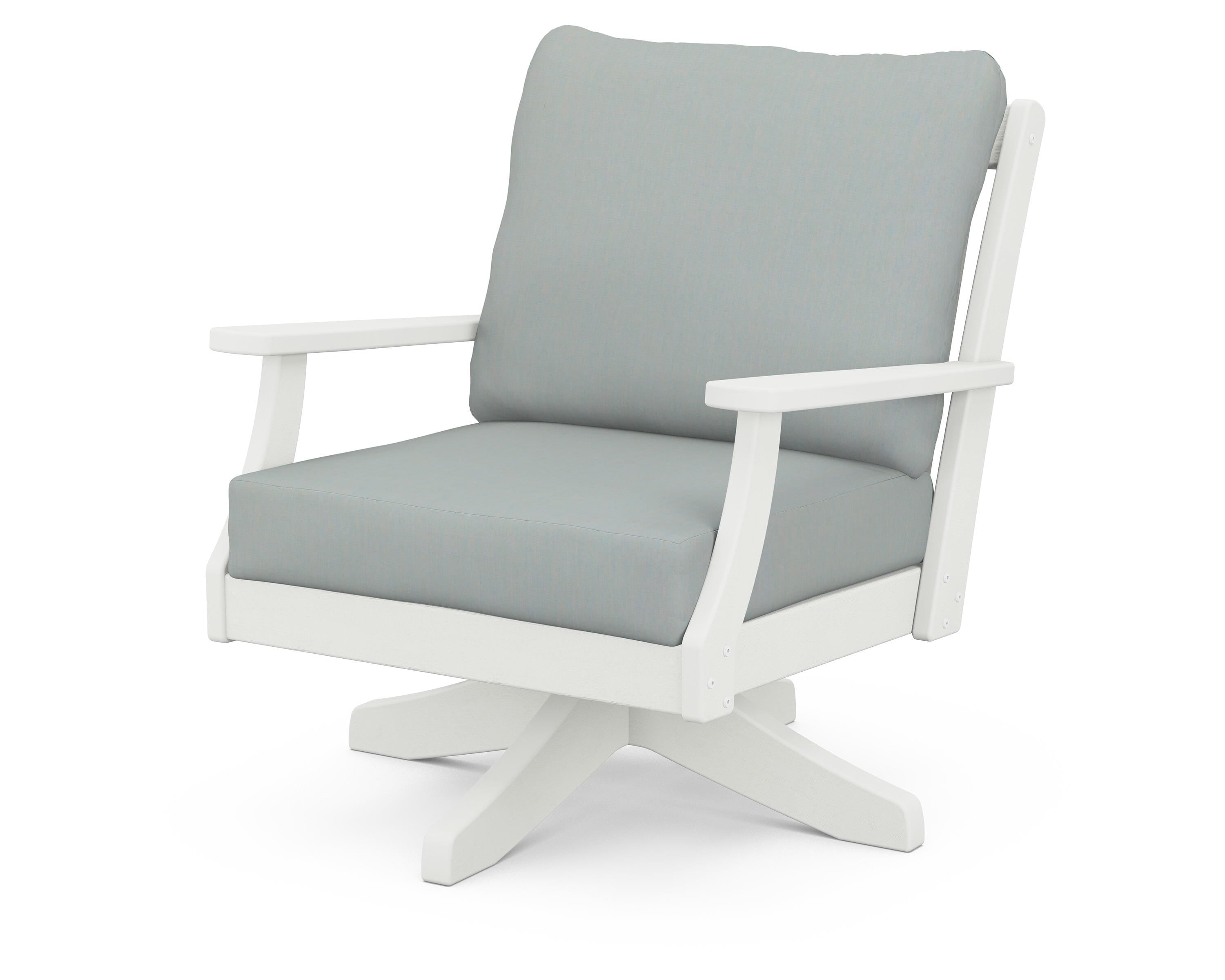 POLYWOOD® Braxton Deep Seating Swivel Chair in Vintage White / Spa