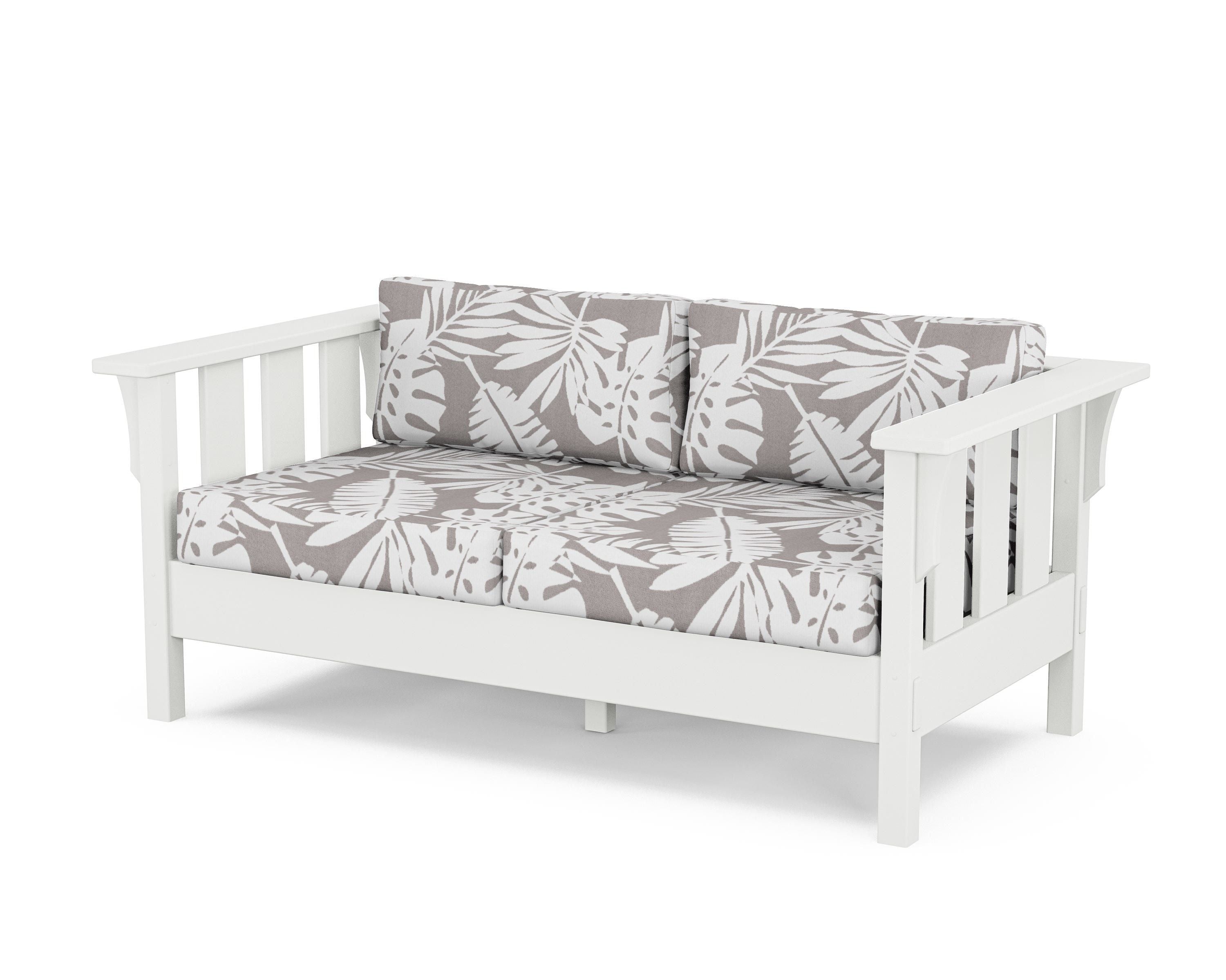 Martha Stewart by POLYWOOD® Acadia Deep Seating Loveseat in White / Leaf Grey Mist