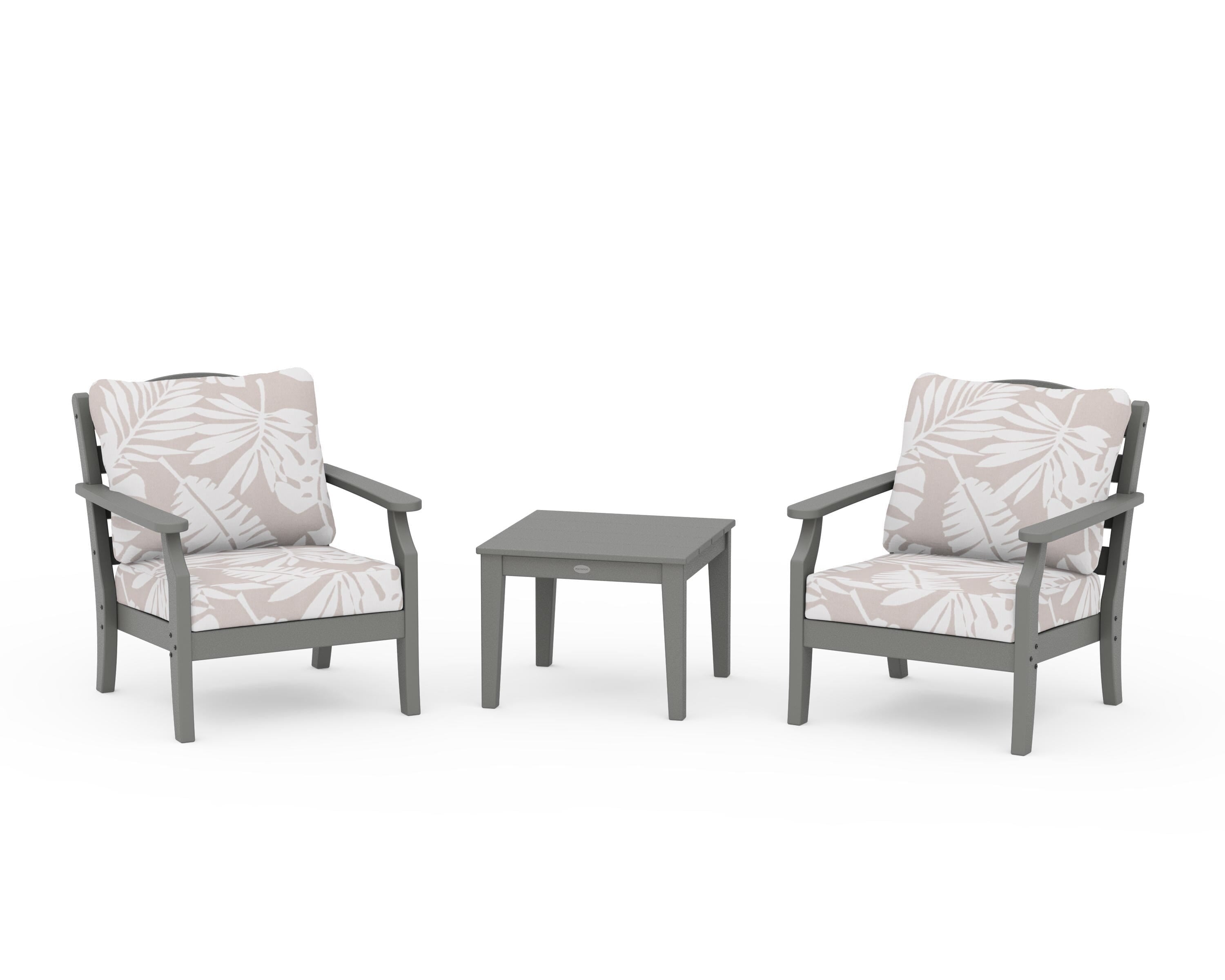 Draper James™ by POLYWOOD® Savannah 3-Piece Deep Seating Set in Slate Grey / Leaf Dune Burlap