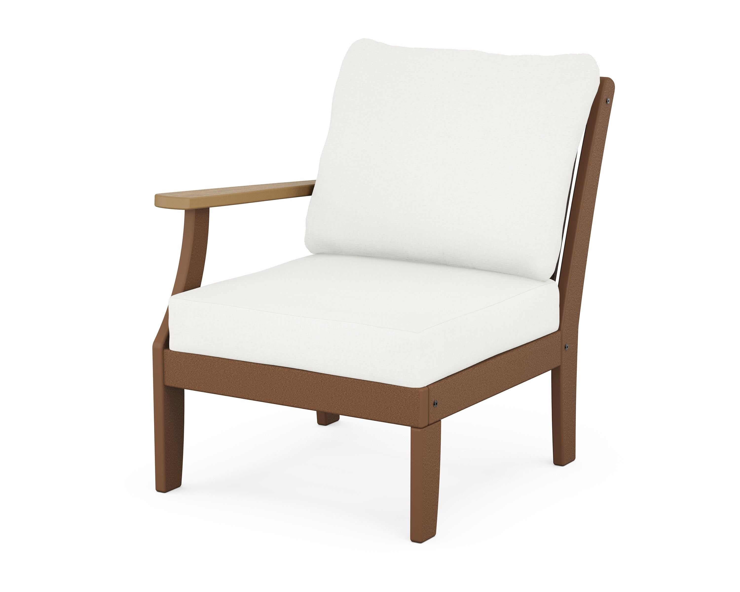 POLYWOOD® Braxton Modular Left Arm Chair in Teak / Natural / Natural Linen