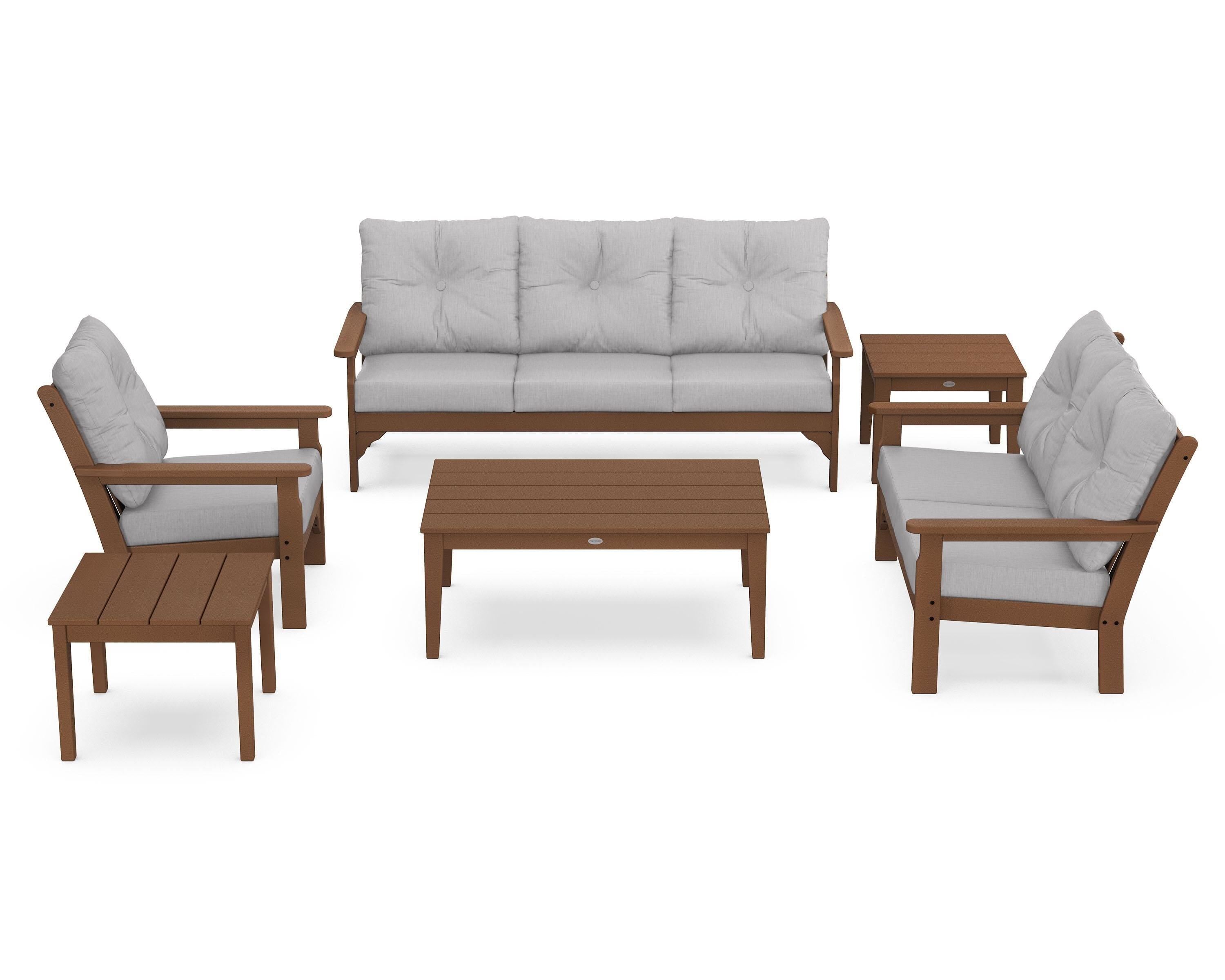 POLYWOOD® Vineyard 6-Piece Deep Seating Set in Teak / Granite