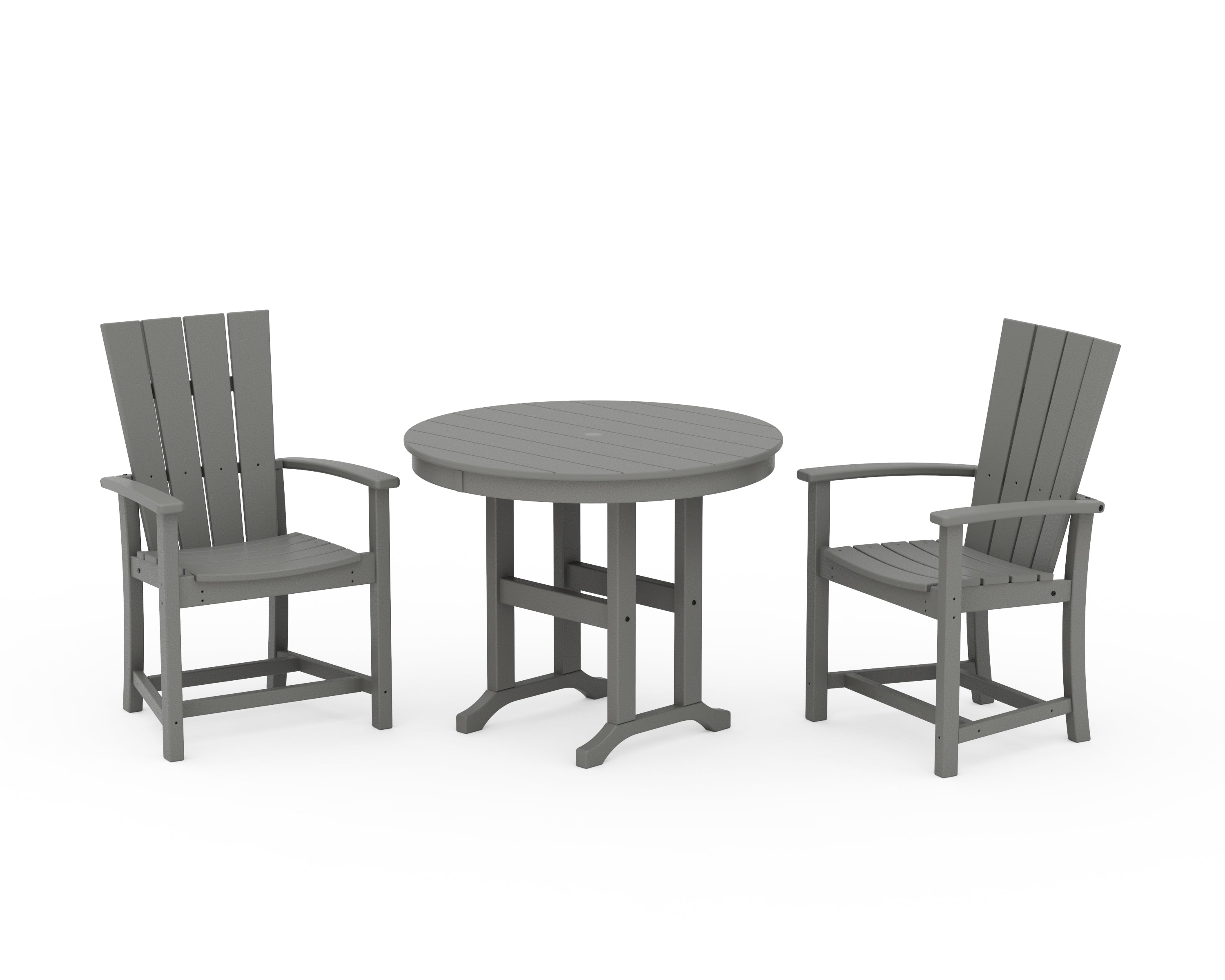 POLYWOOD® Quattro 3-Piece Round Farmhouse Dining Set in Slate Grey