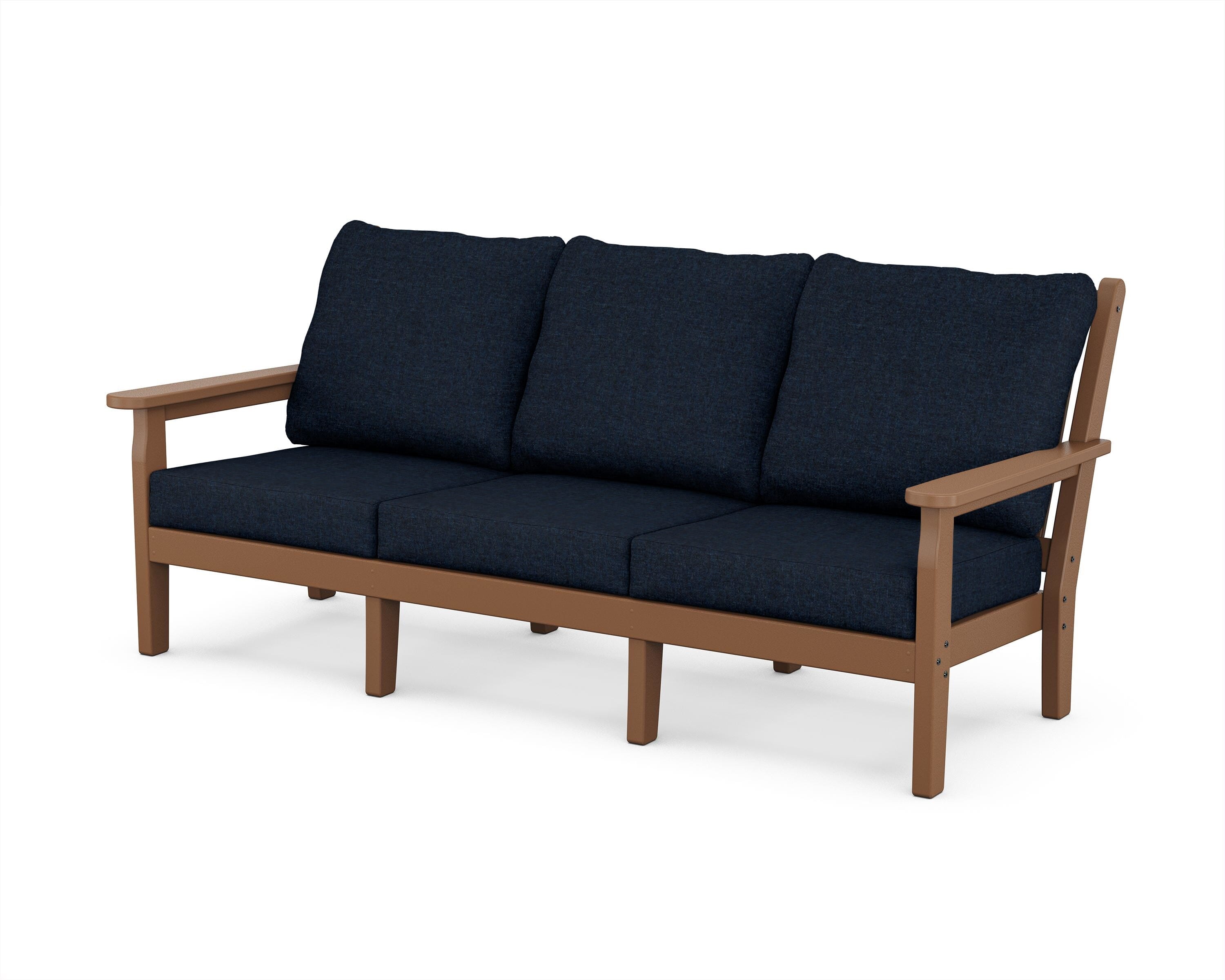 POLYWOOD® Chippendale Deep Seating Sofa in Teak / Marine Indigo