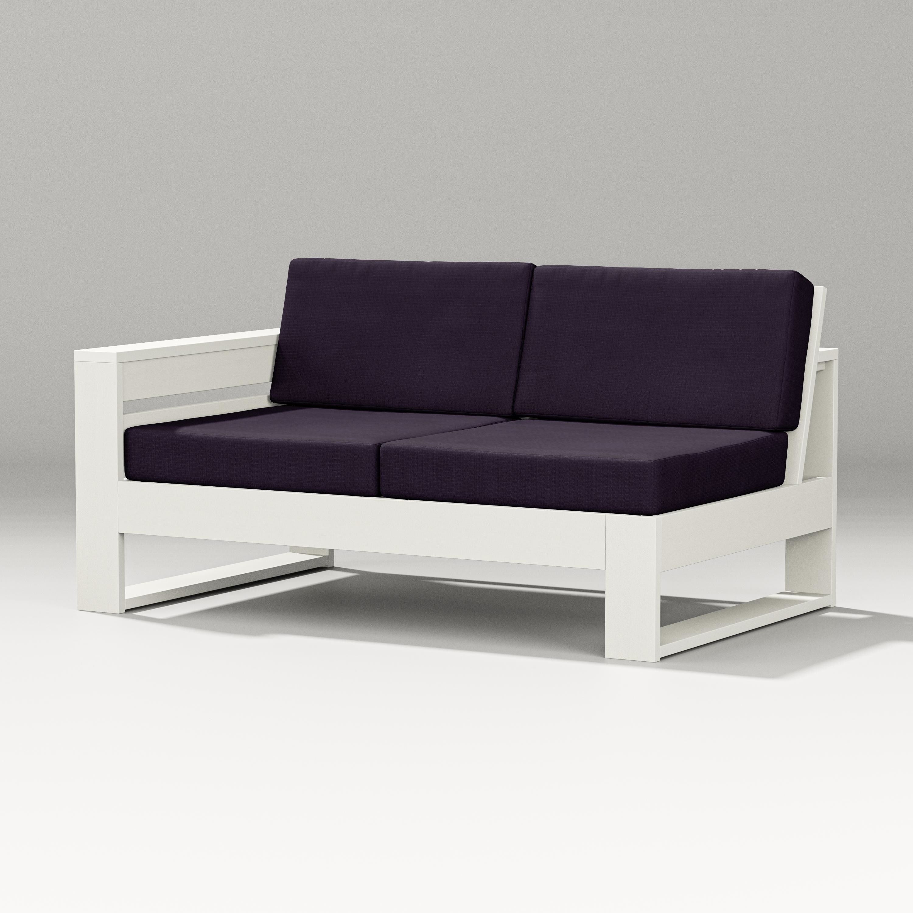 PW Designer Series Latitude Modular Left Arm Loveseat in Vintage White / Navy Linen