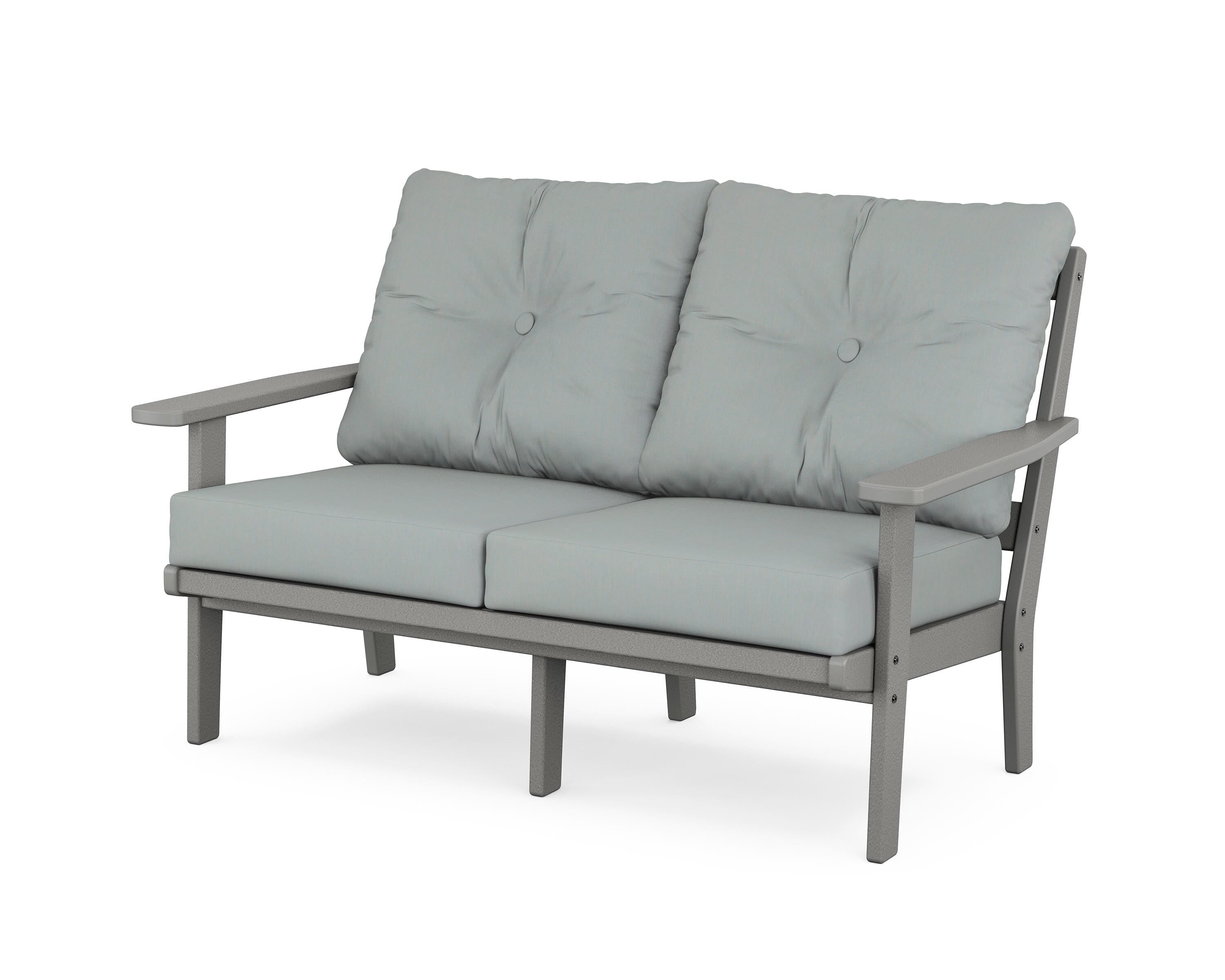 POLYWOOD® Oxford Deep Seating Loveseat in Slate Grey / Spa
