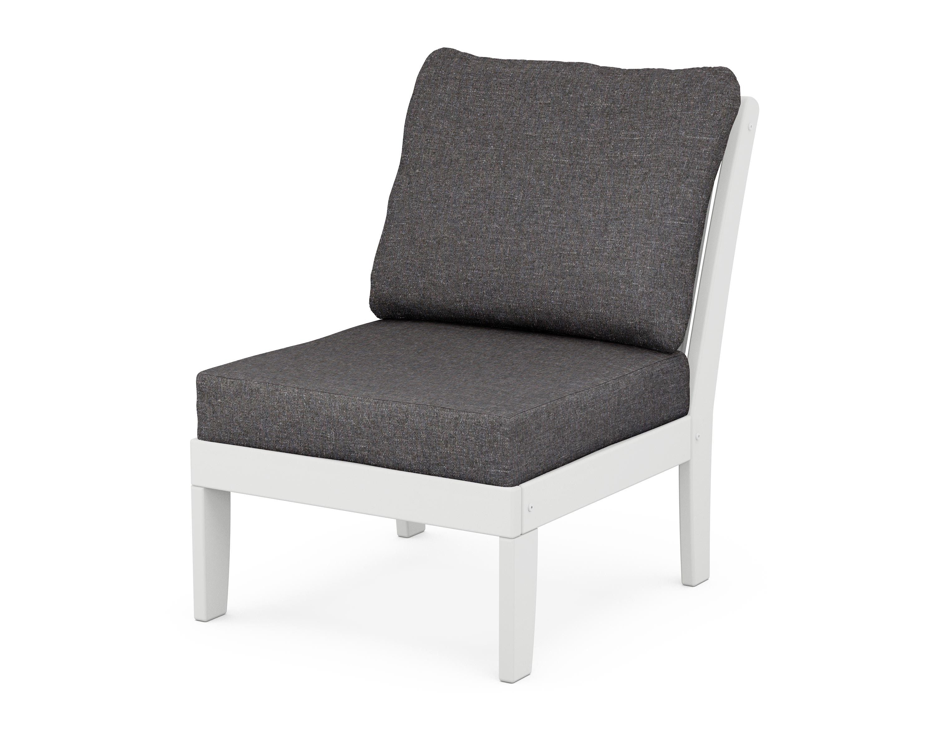 POLYWOOD® Braxton Modular Armless Chair in White / Ash Charcoal