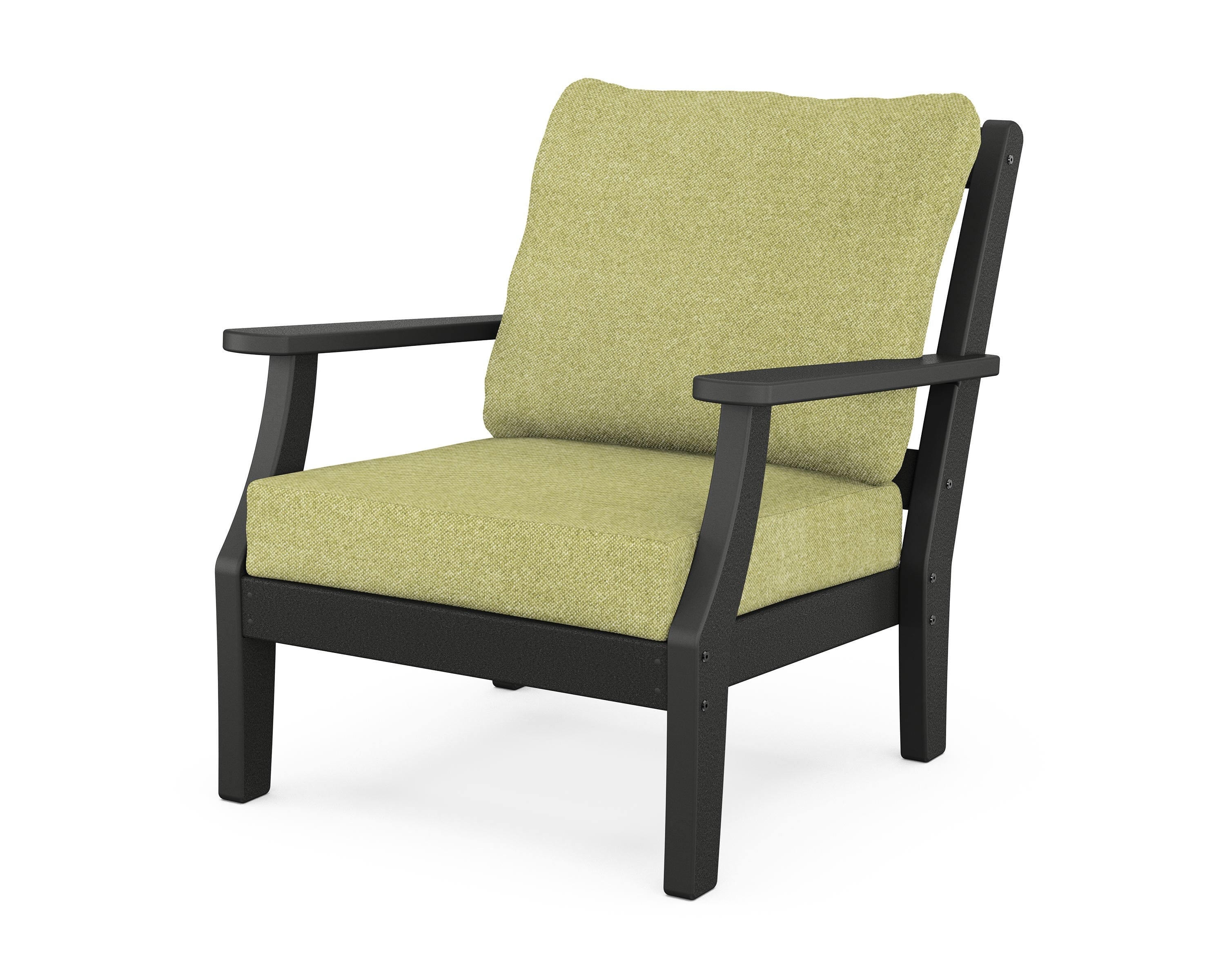 Martha Stewart by POLYWOOD® Chinoiserie Deep Seating Chair in Black / Chartreuse Boucle