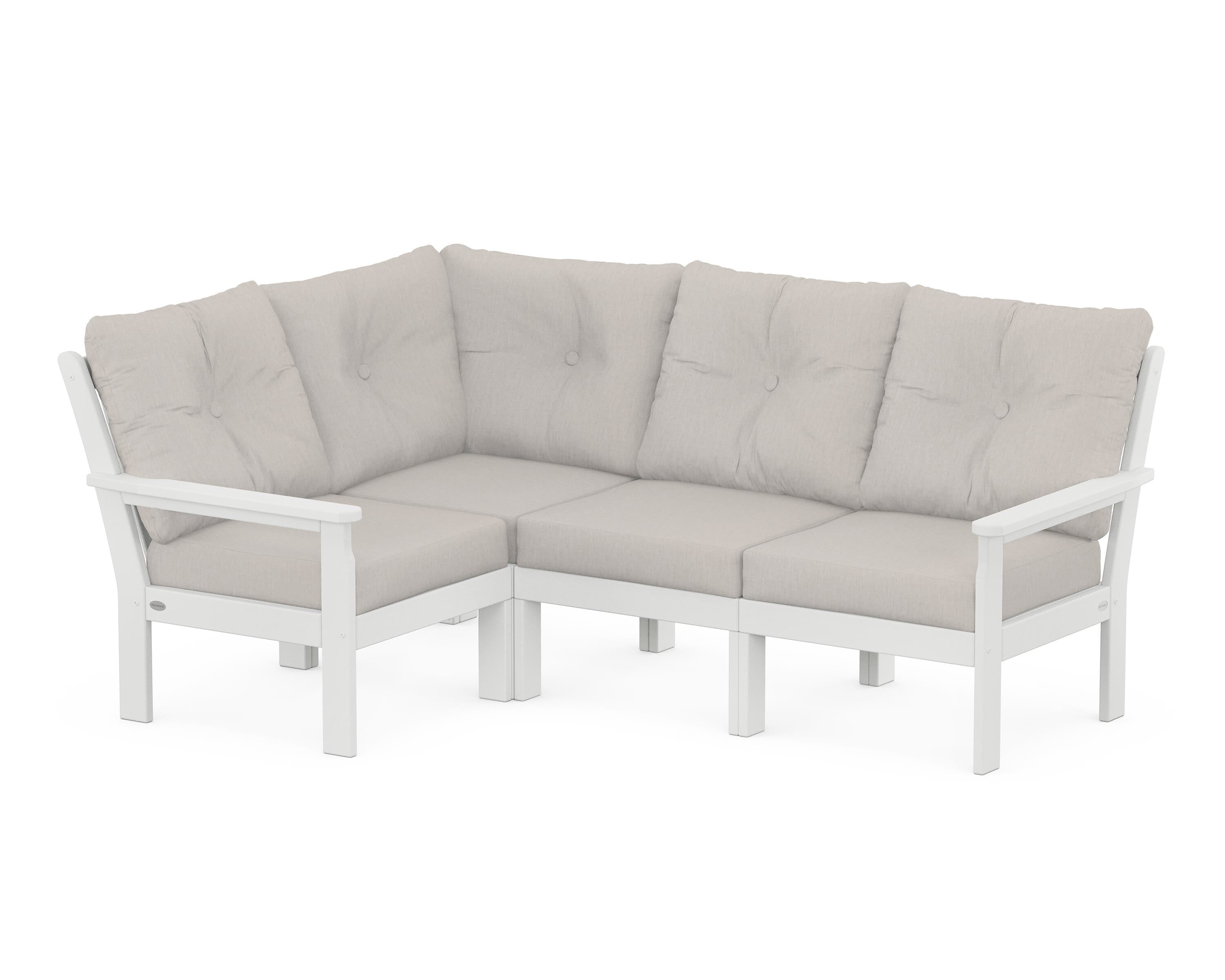POLYWOOD® Vineyard 4-Piece Sectional in White / Cast Ash
