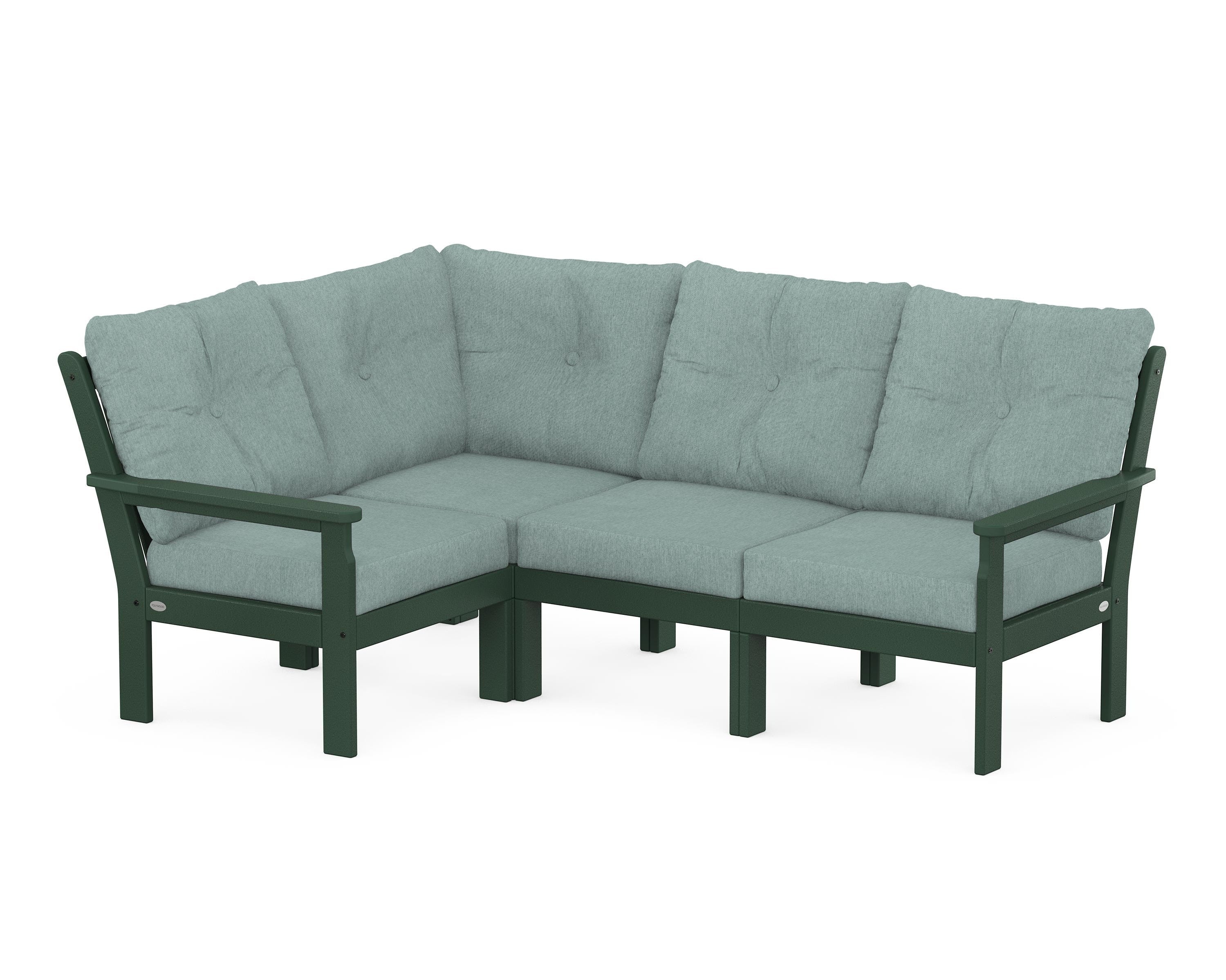 POLYWOOD® Vineyard 4-Piece Sectional in Green / Glacier Spa