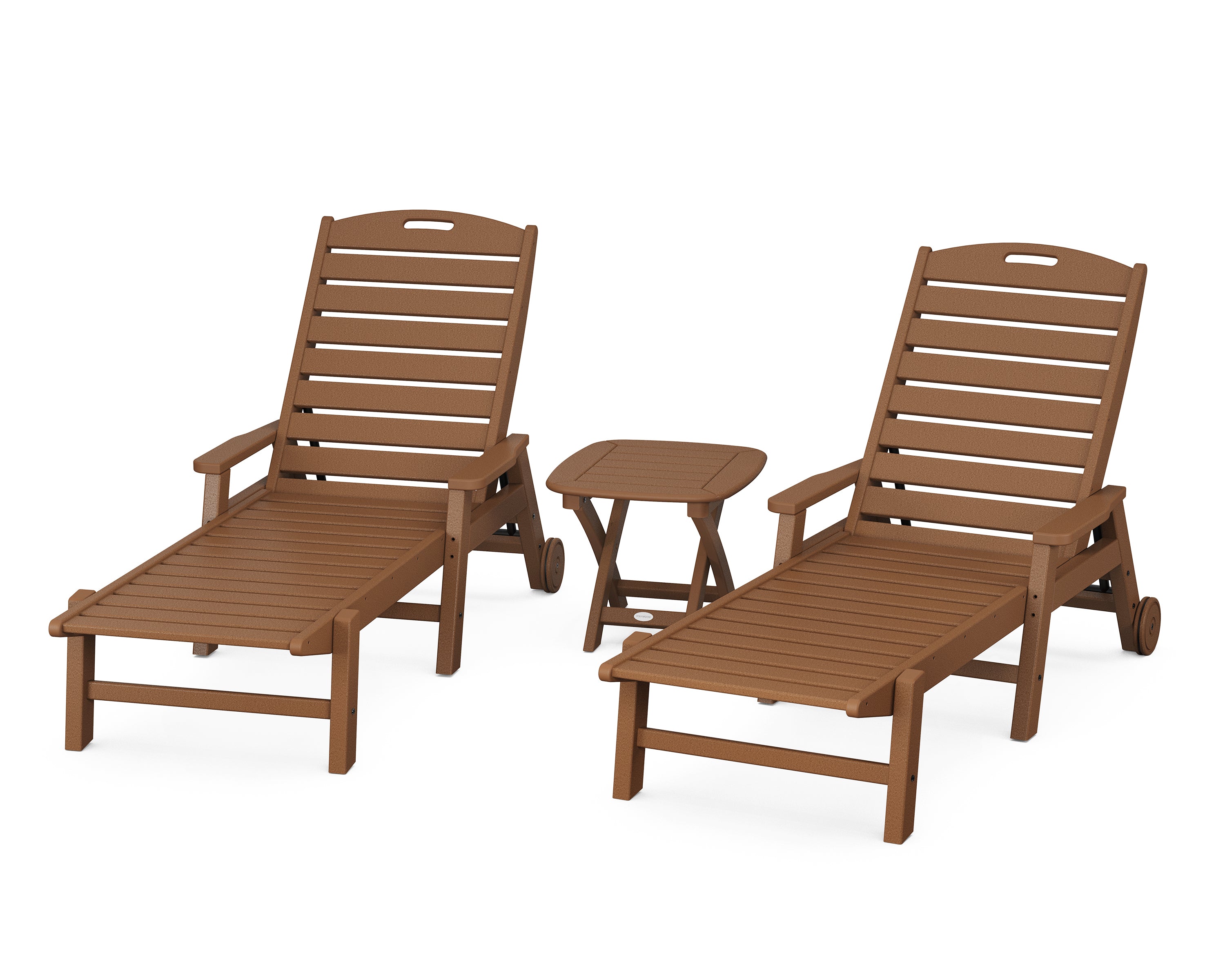 POLYWOOD® Nautical 3-Piece Chaise Set in Teak
