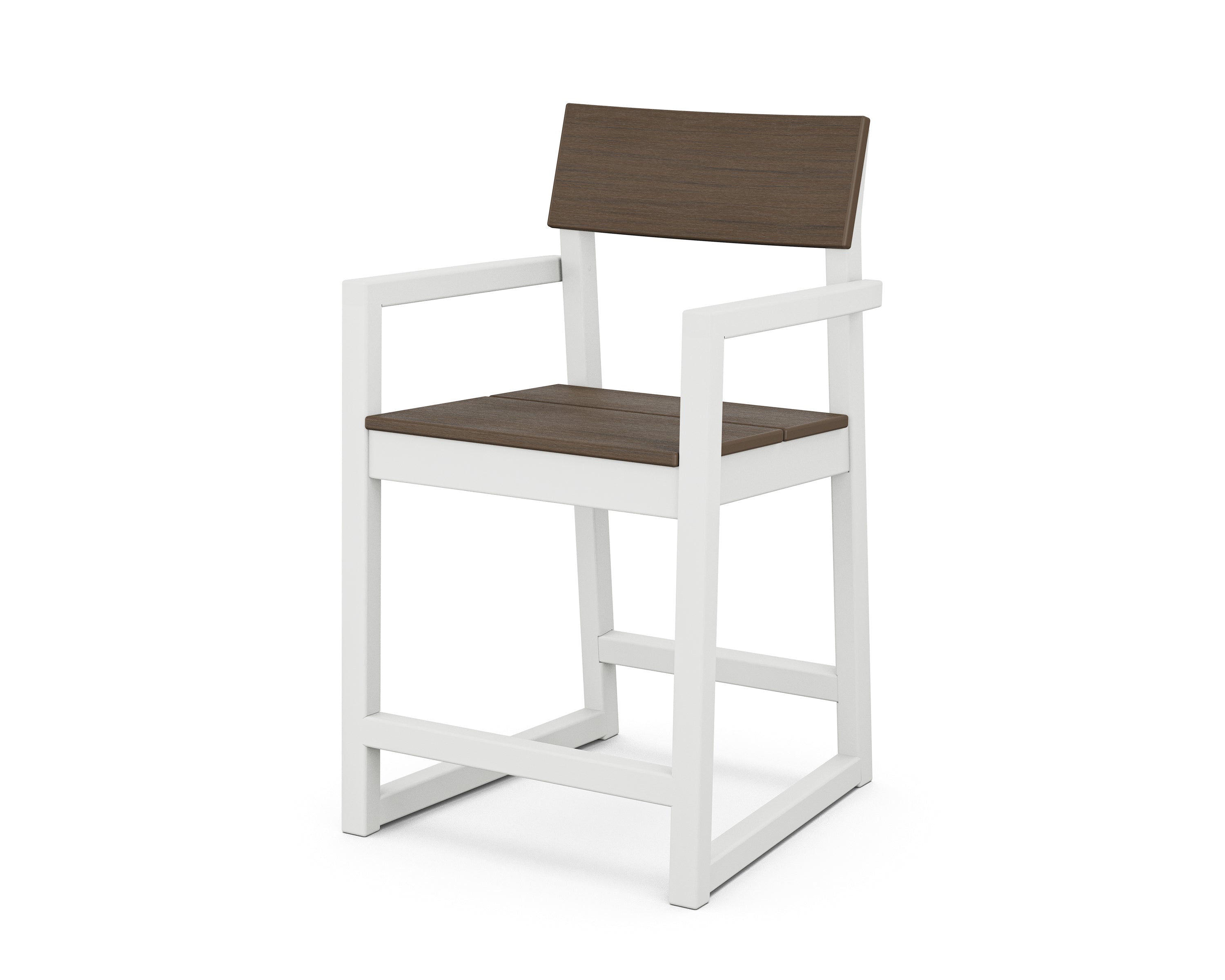 POLYWOOD® EDGE Counter Arm Chair in White / Kona