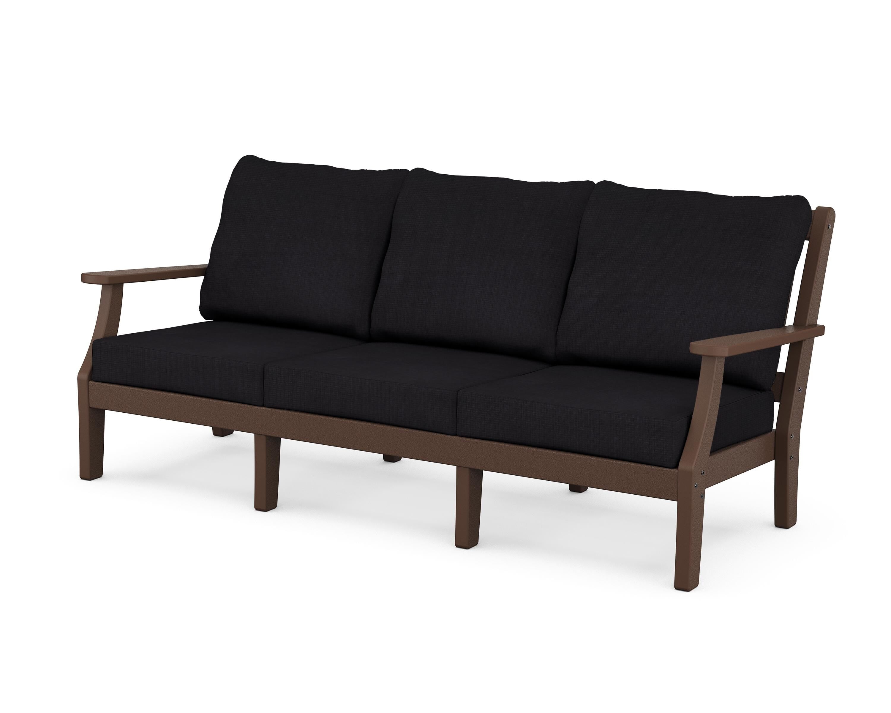 Martha Stewart by POLYWOOD® Chinoiserie Deep Seating Sofa in Mahogany / Midnight Linen