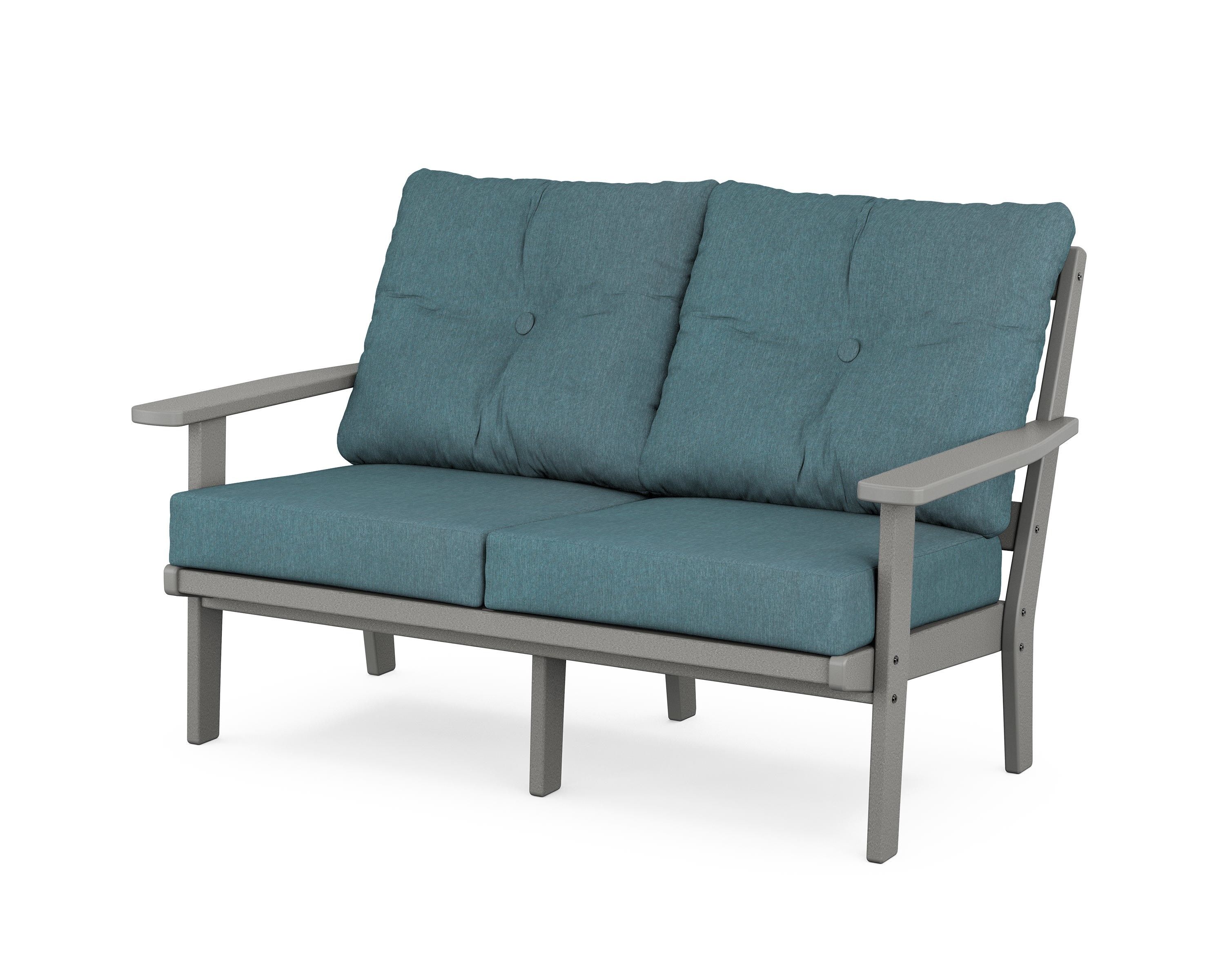 POLYWOOD® Prairie Deep Seating Loveseat in Slate Grey / Ocean Teal