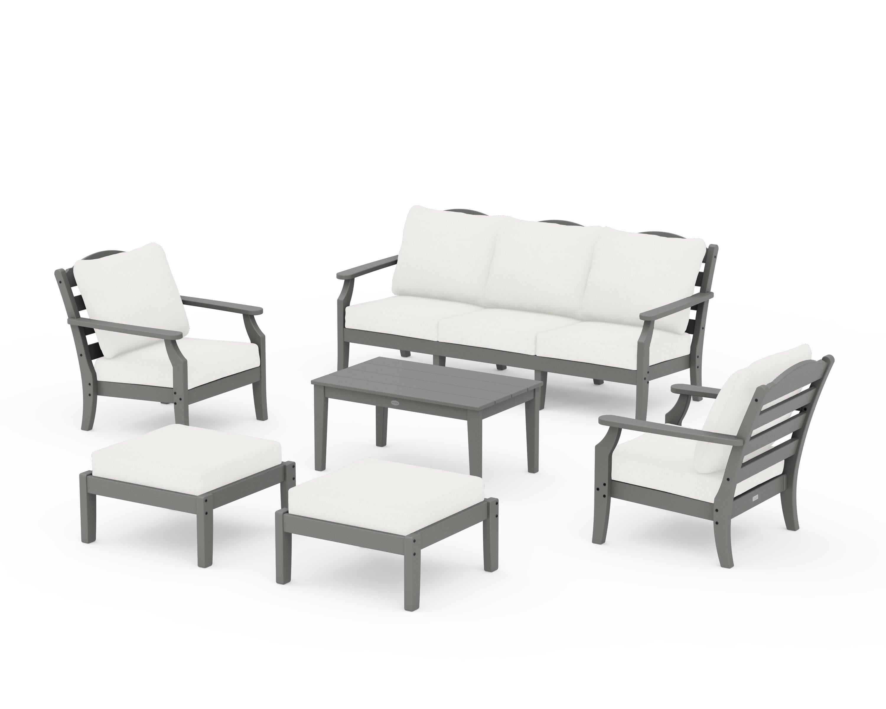 Draper James™ by POLYWOOD® Savannah 6-Piece Lounge Sofa Set in Slate Grey / Natural Linen