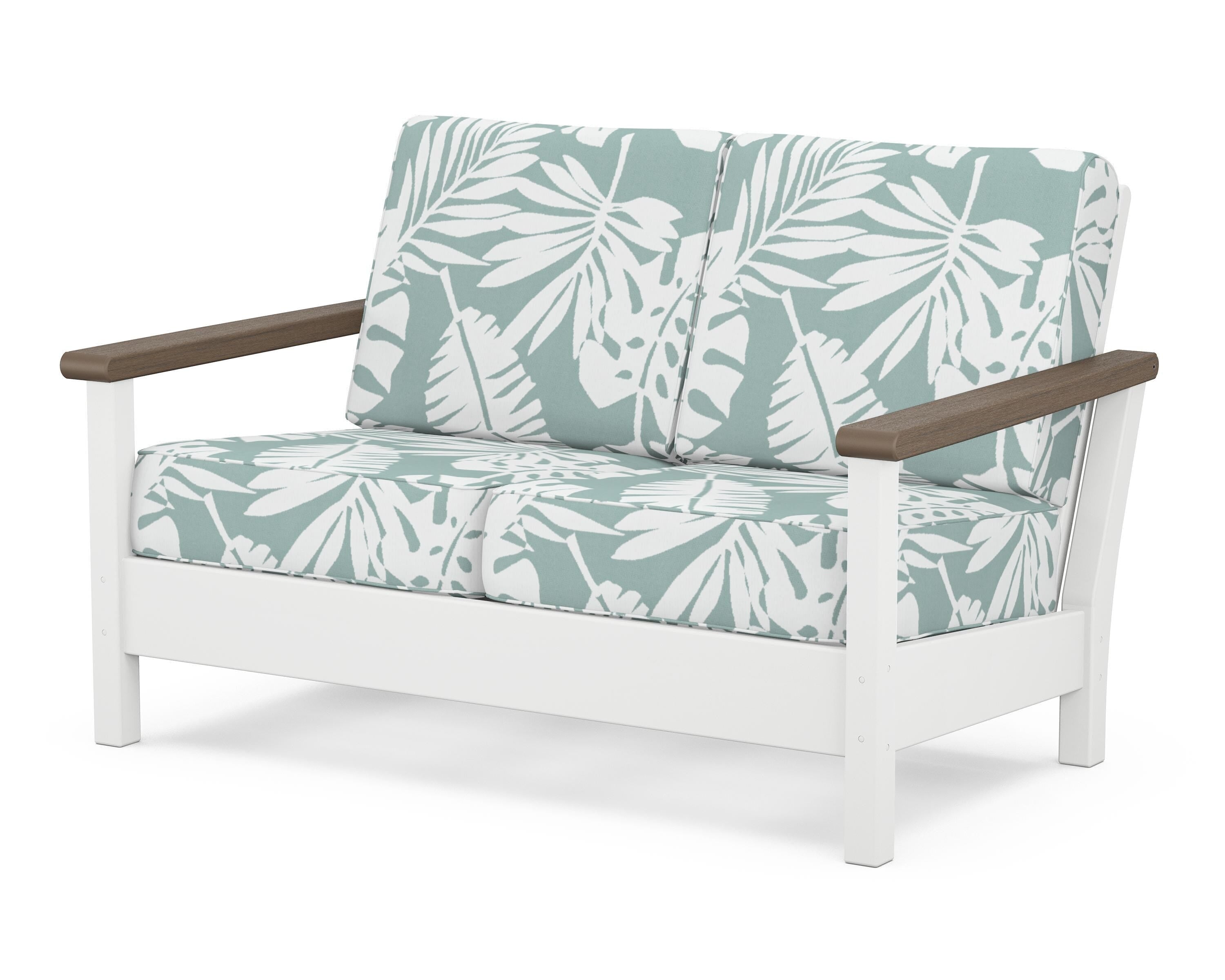 POLYWOOD® Harbour Deep Seating Loveseat in White / Kona / Leaf Glacier Spa