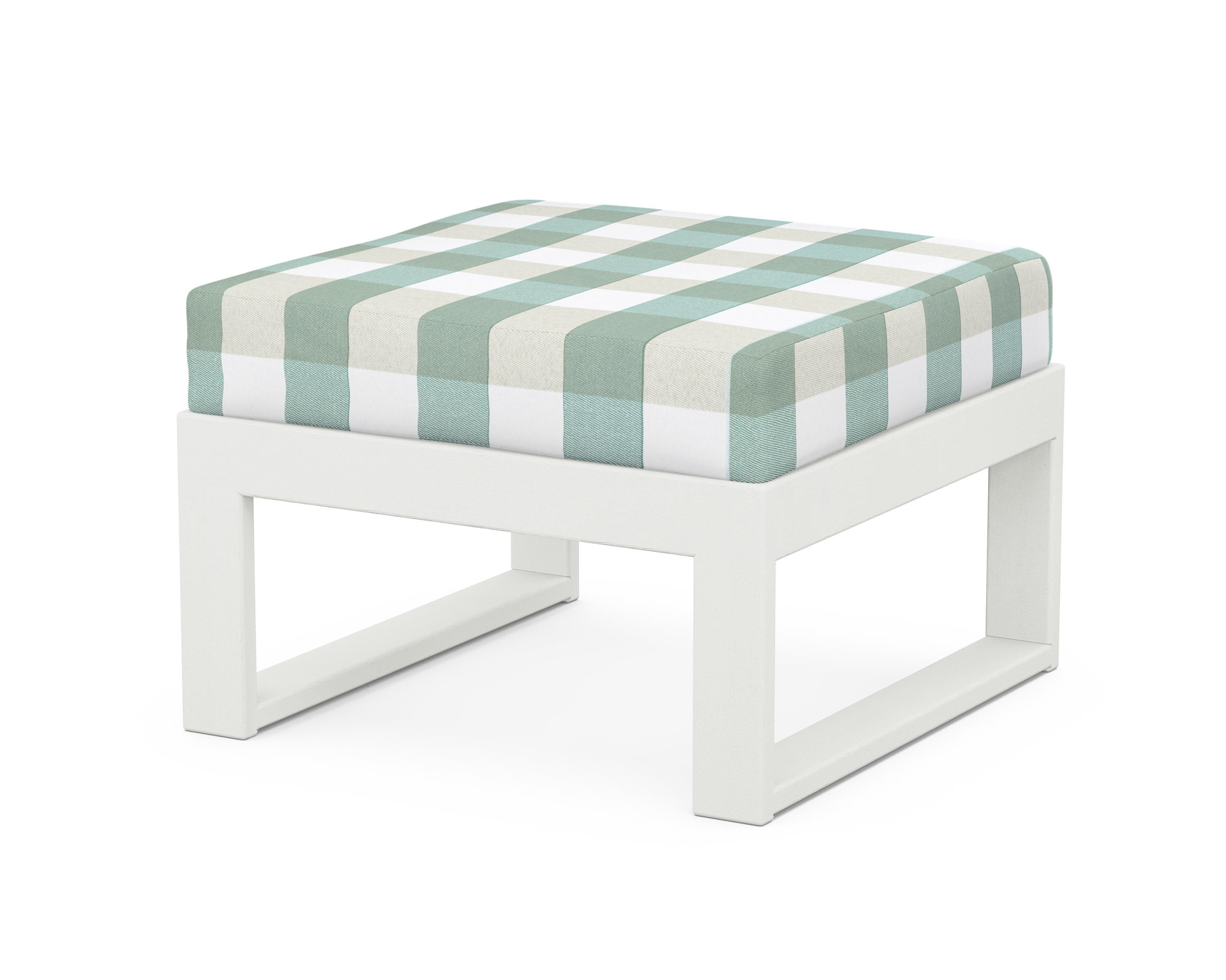 Unbranded Modular Ottoman - Modern in Vintage White / Buffalo Plaid Glacier Spa