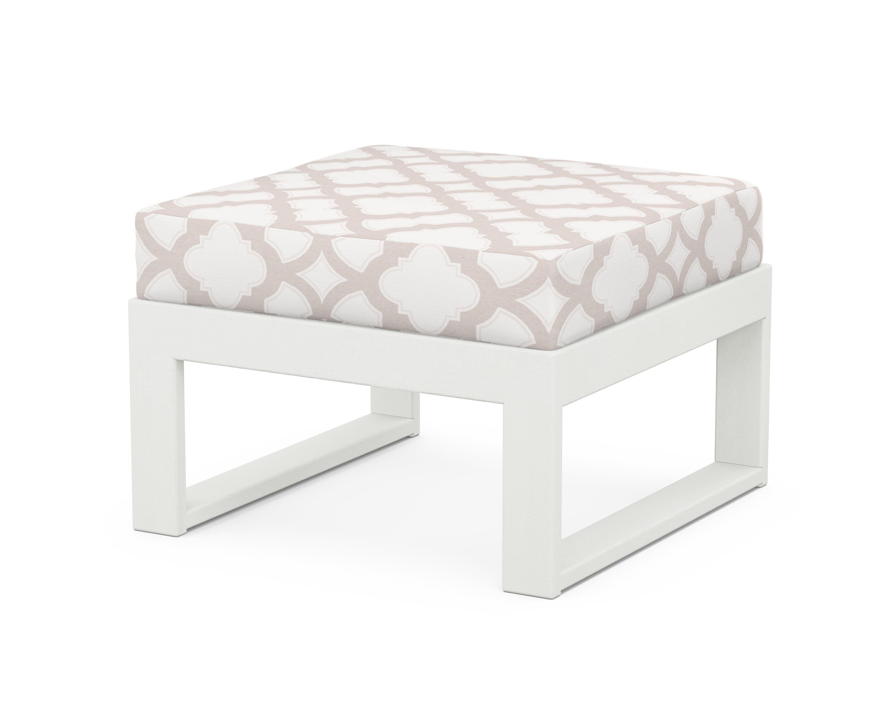Unbranded Modular Ottoman - Modern in Vintage White / Trellis Dune Burlap