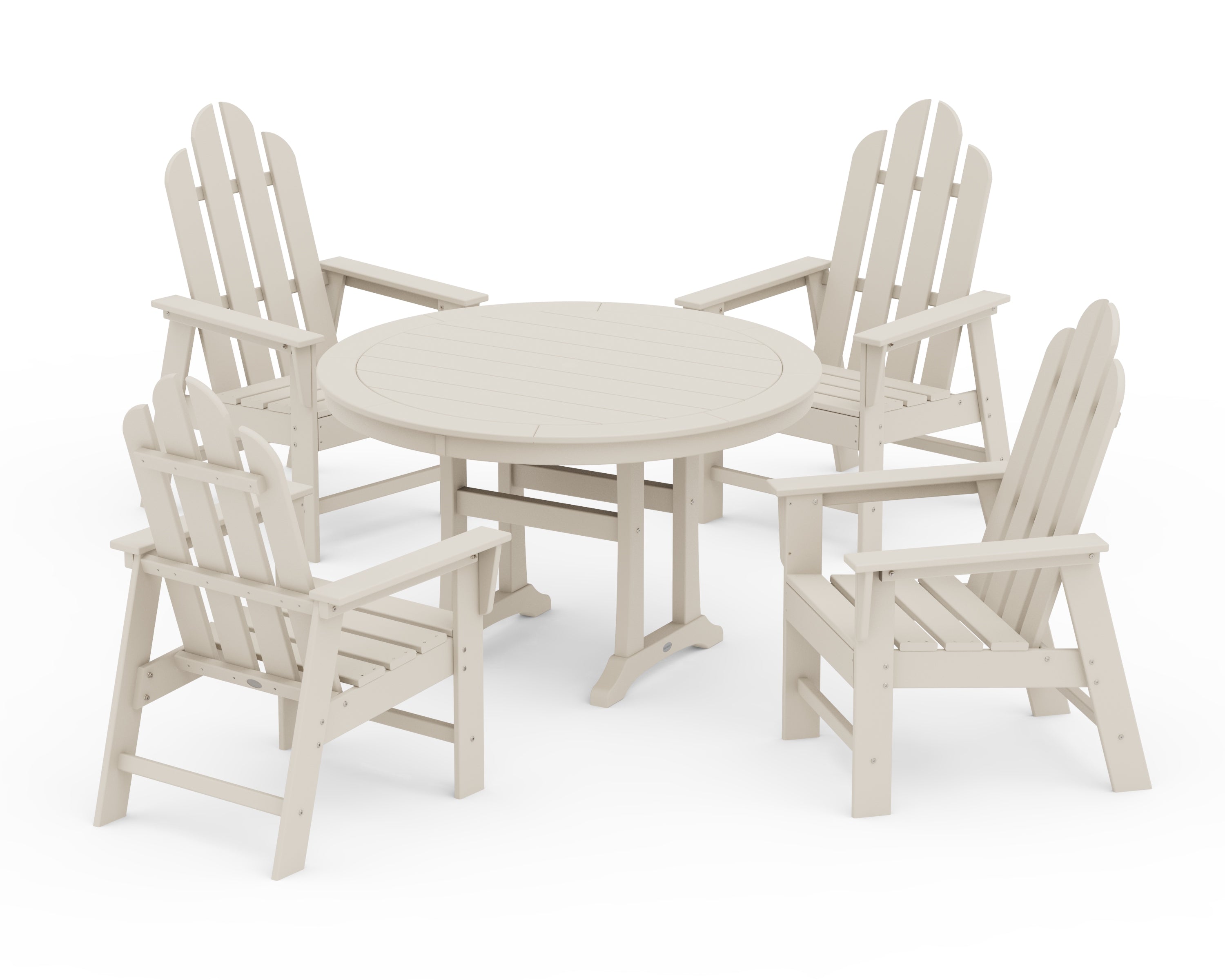 POLYWOOD® Long Island 5-Piece Round Dining Set with Trestle Legs in Sand