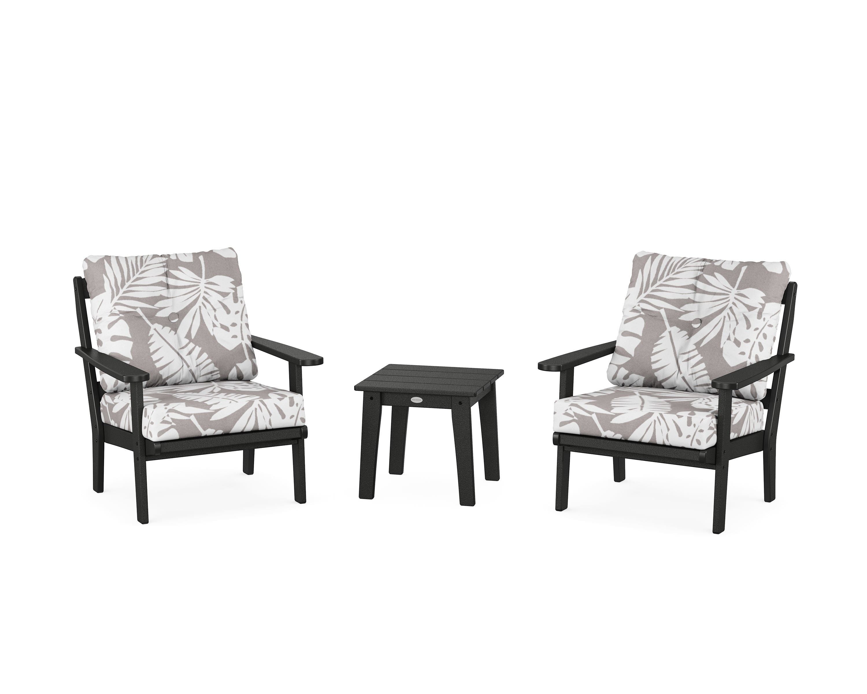 POLYWOOD® Mission 3-Piece Deep Seating Set in Black / Leaf Grey Mist