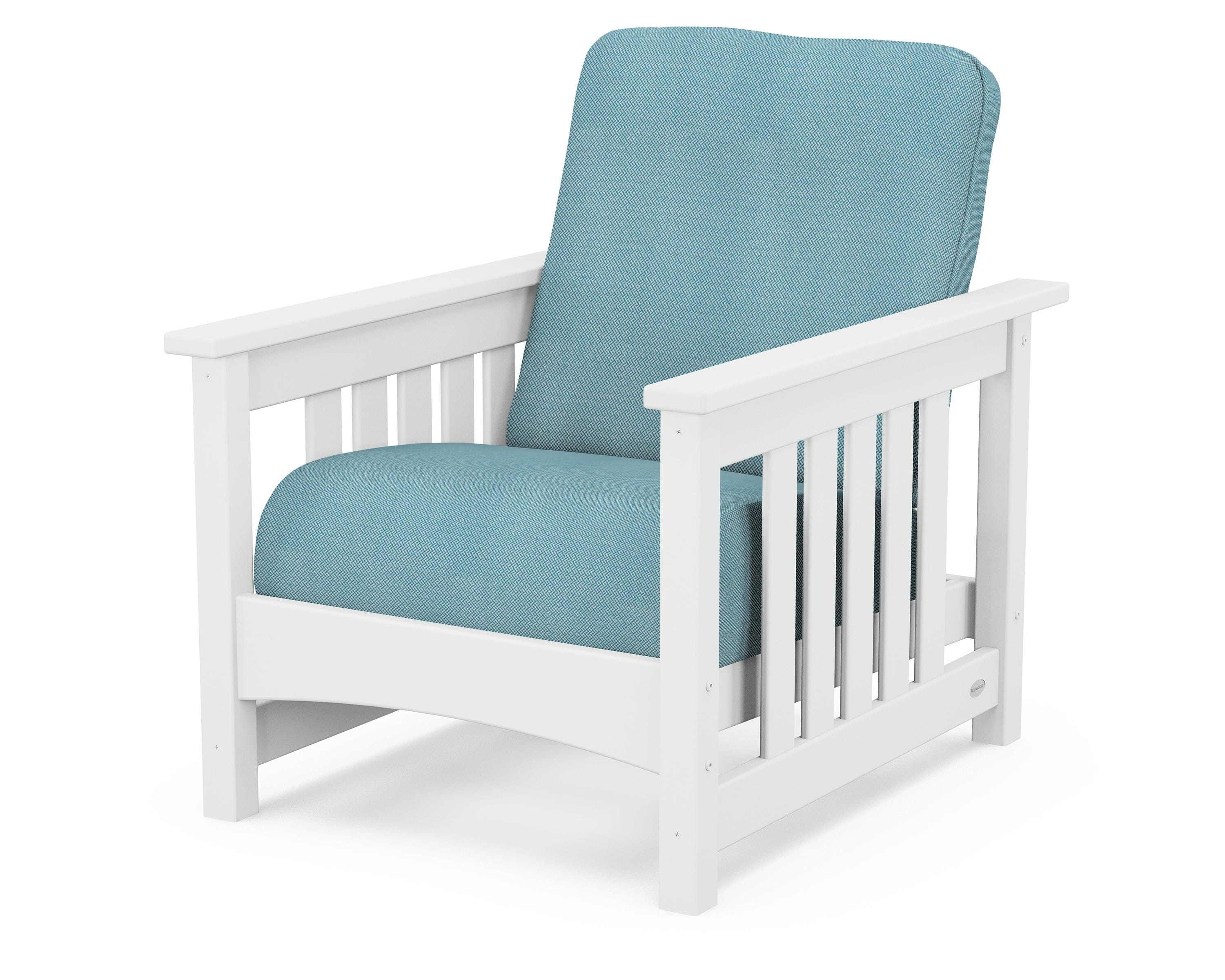 POLYWOOD® Club Mission Chair in White / Lattice Sky Blue