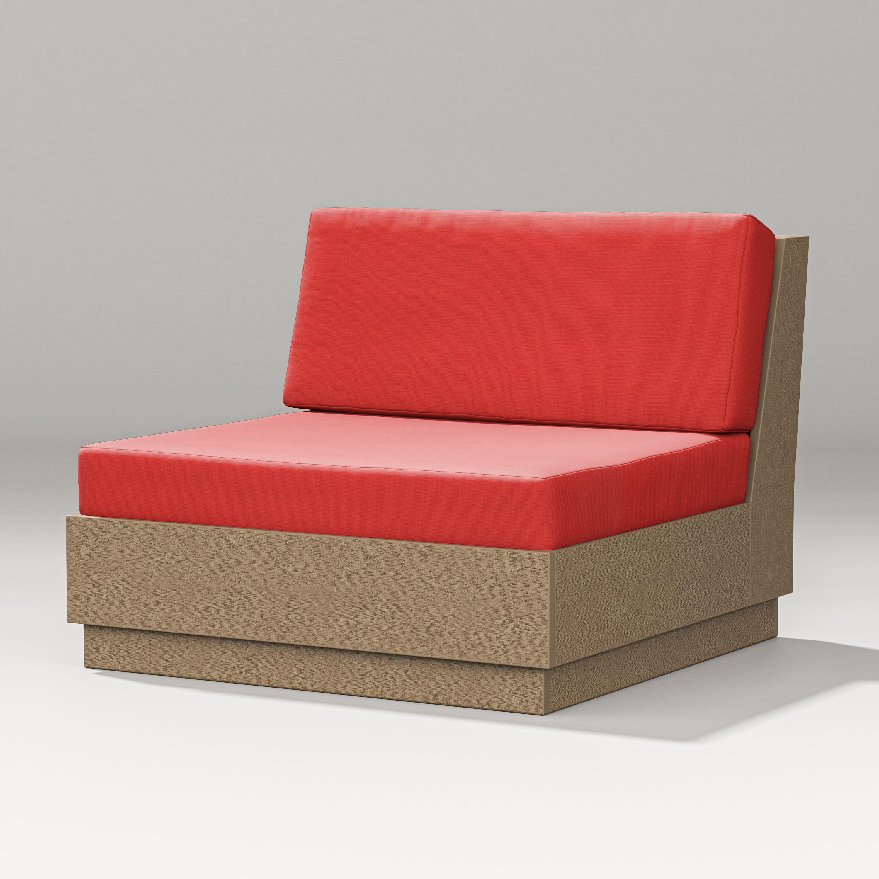 PW Designer Series Elevate Modular Armless Chair in Vintage Sahara / Crimson Linen