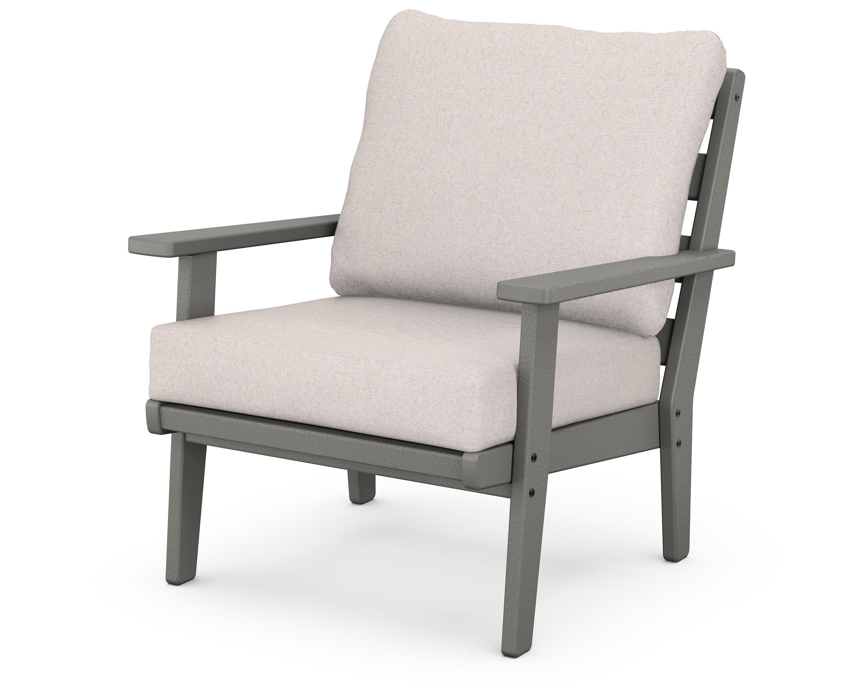 POLYWOOD® Grant Park Deep Seating Chair in Slate Grey / Dune Burlap