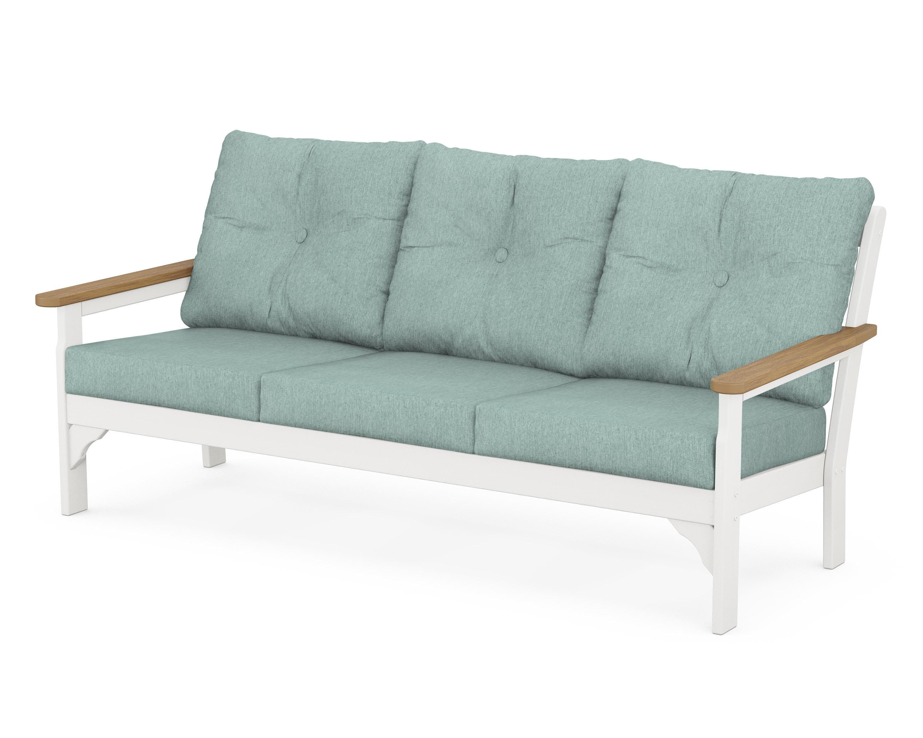 POLYWOOD® Vineyard Deep Seating Sofa in White / Natural / Glacier Spa