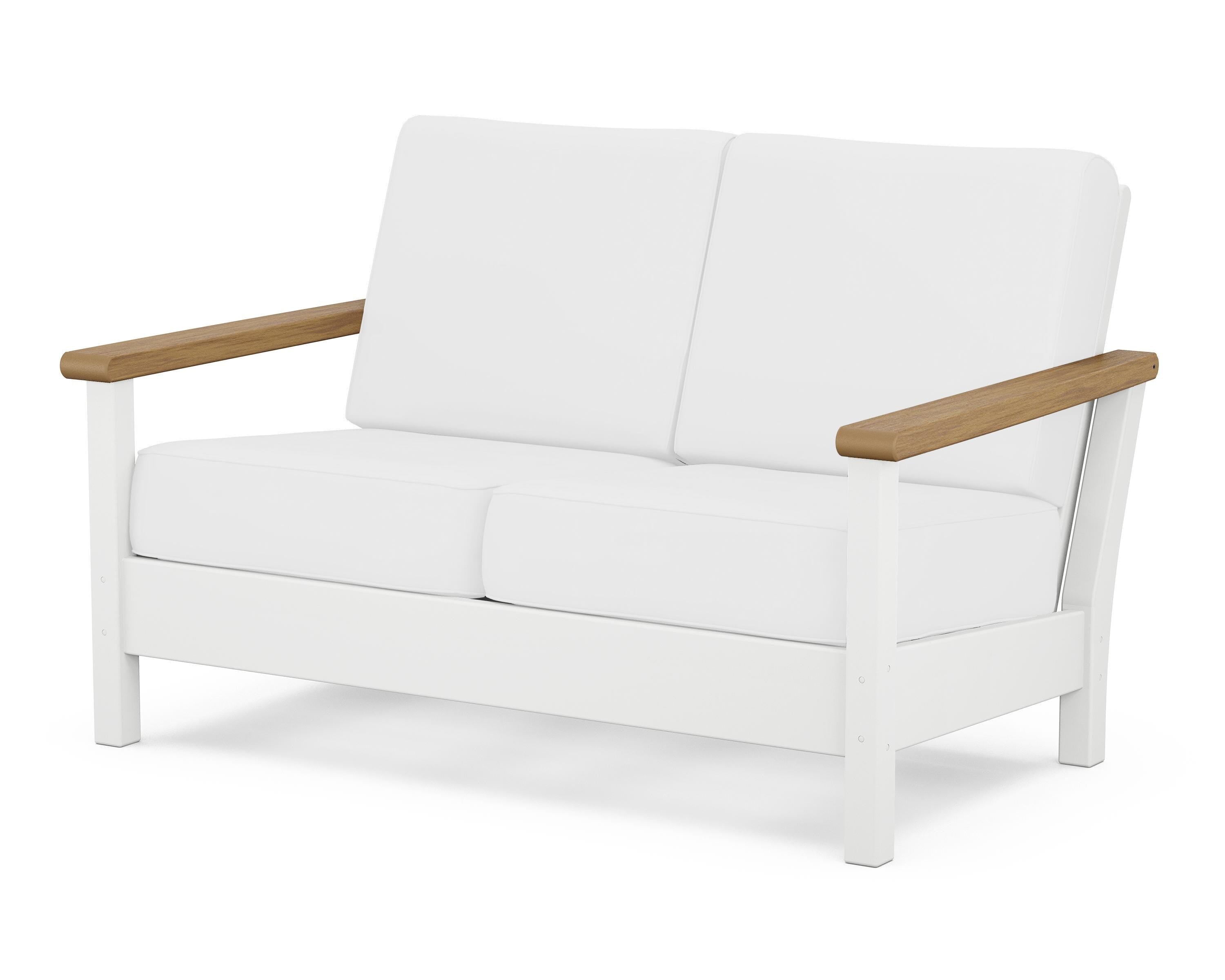 POLYWOOD® Harbour Deep Seating Loveseat in White / Natural / Natural