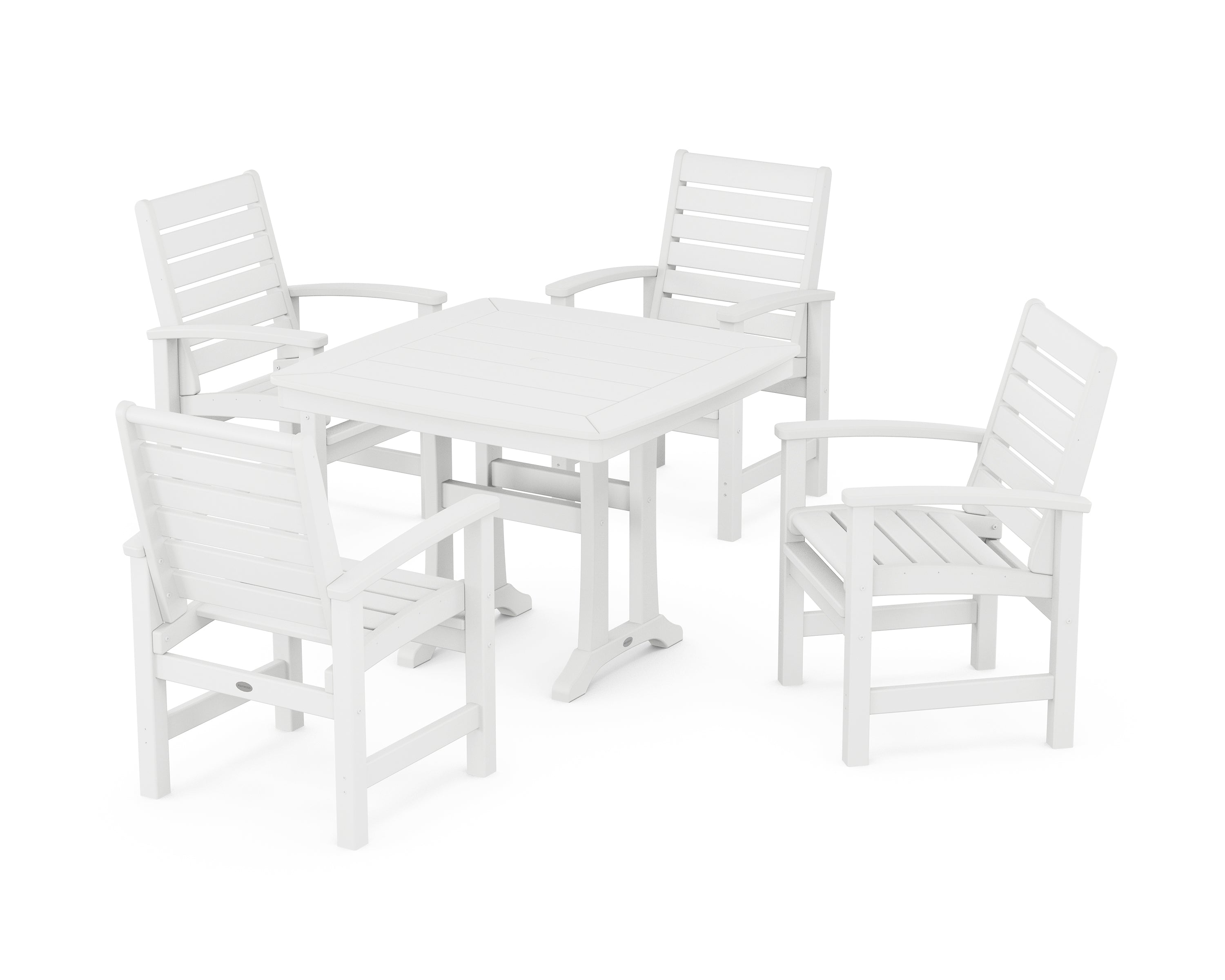 POLYWOOD® Signature 5-Piece Dining Set with Trestle Legs in White