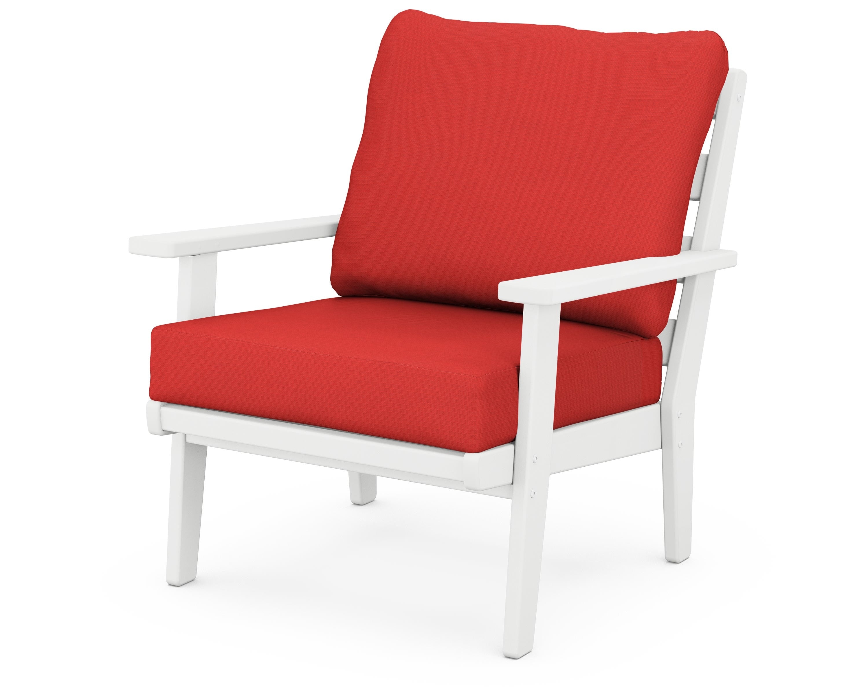 POLYWOOD® Grant Park Deep Seating Chair in White / Crimson Linen
